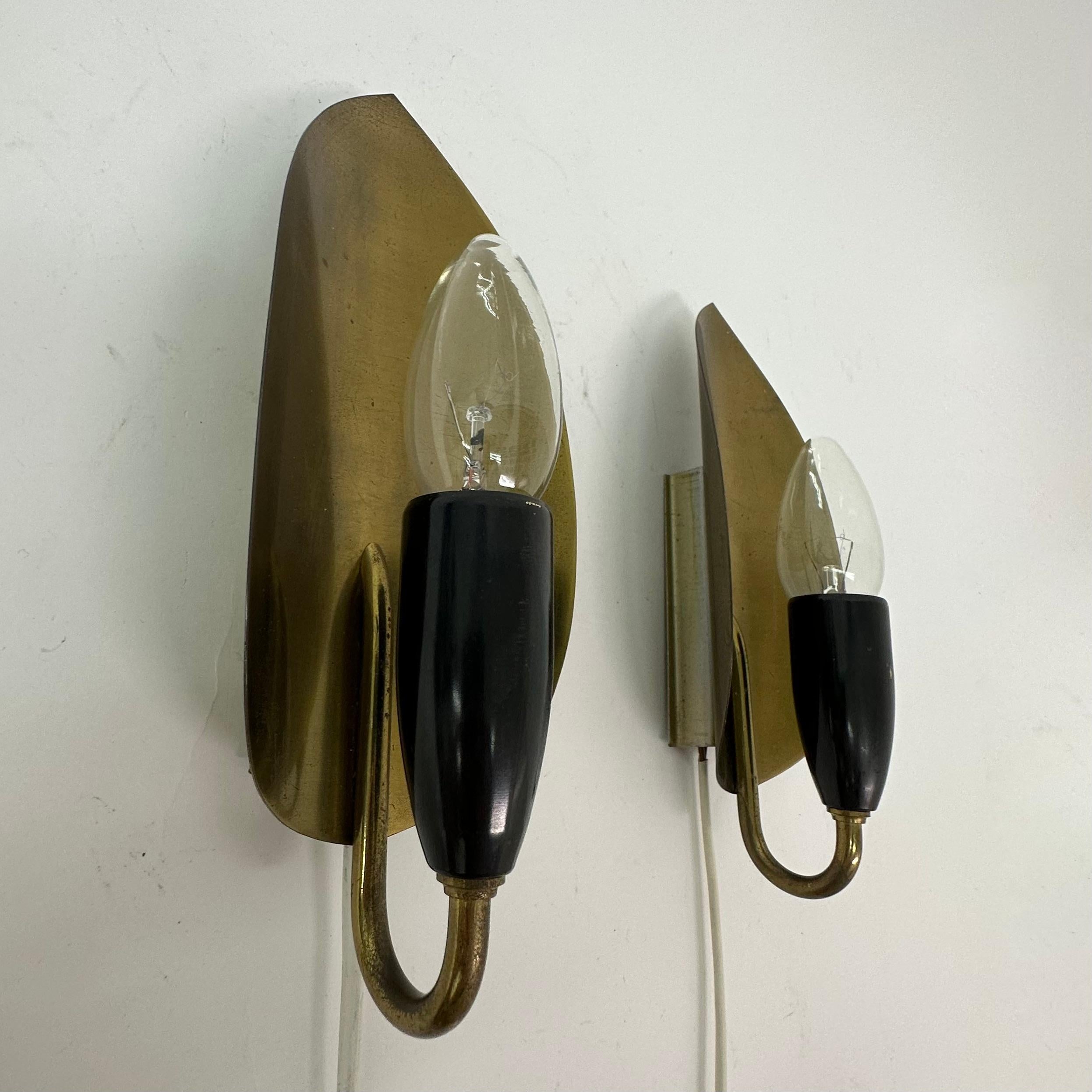 Set of 2 brass wall lamps , 1950’s For Sale 1