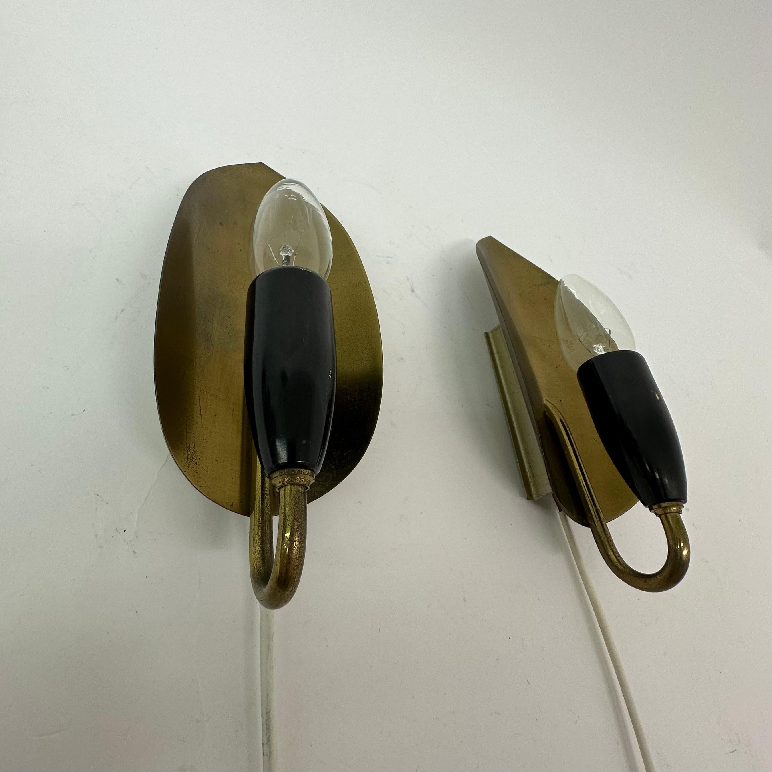 Set of 2 brass wall lamps , 1950’s For Sale 2