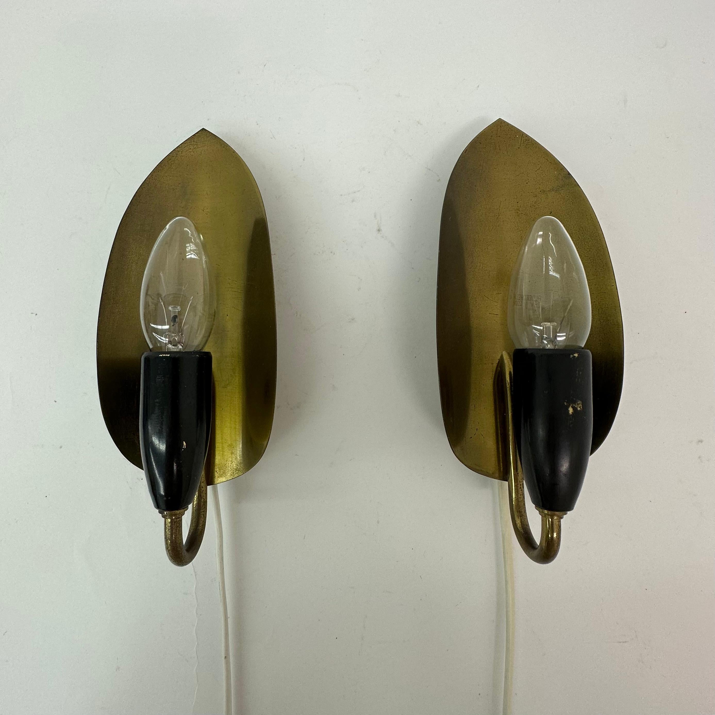 Set of 2 brass wall lamps , 1950’s For Sale 3