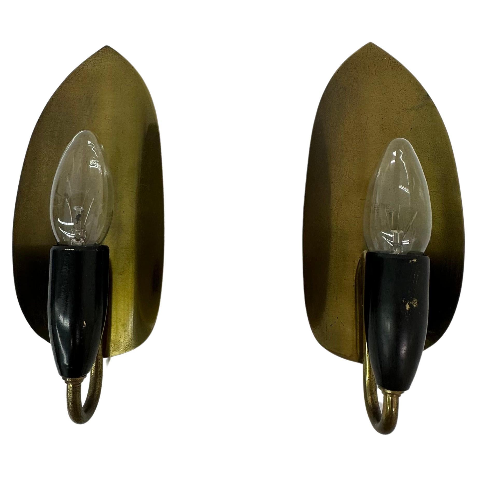 Set of 2 brass wall lamps , 1950’s For Sale