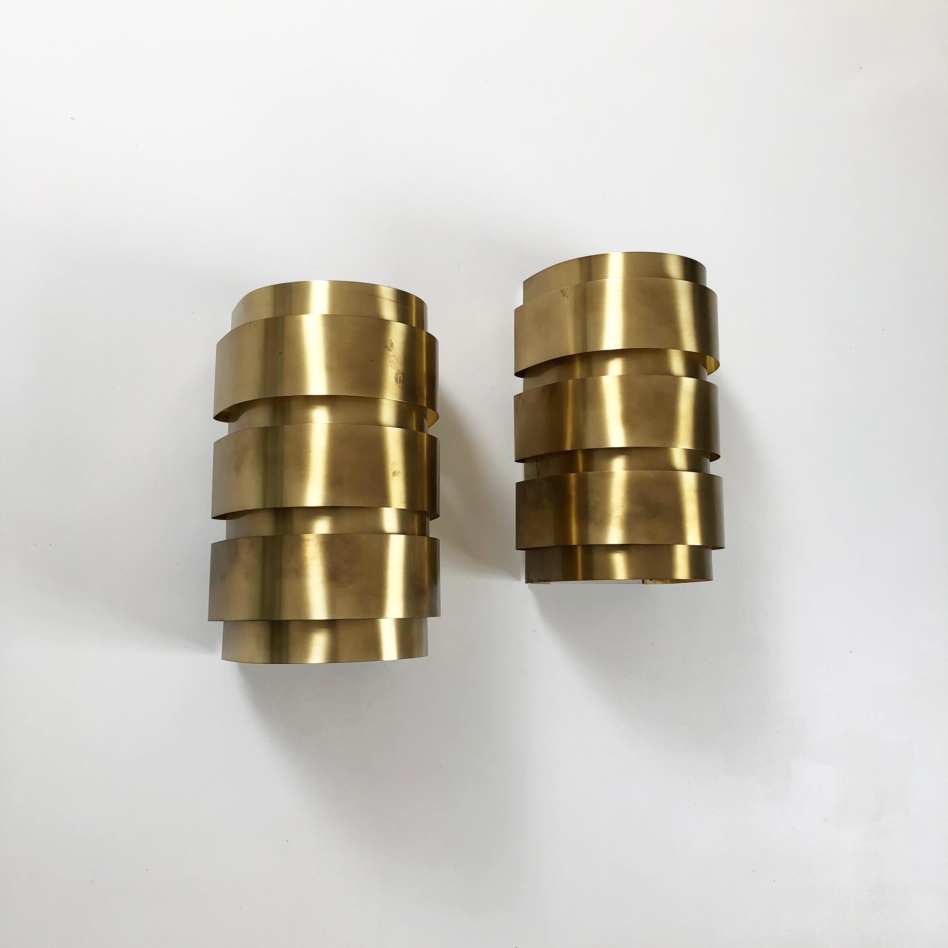 Set of 2 Brass Wall Light Sconces by Hans-Agne Jakobsson Markaryd, Sweden, 1960s In Good Condition In Kirchlengern, DE