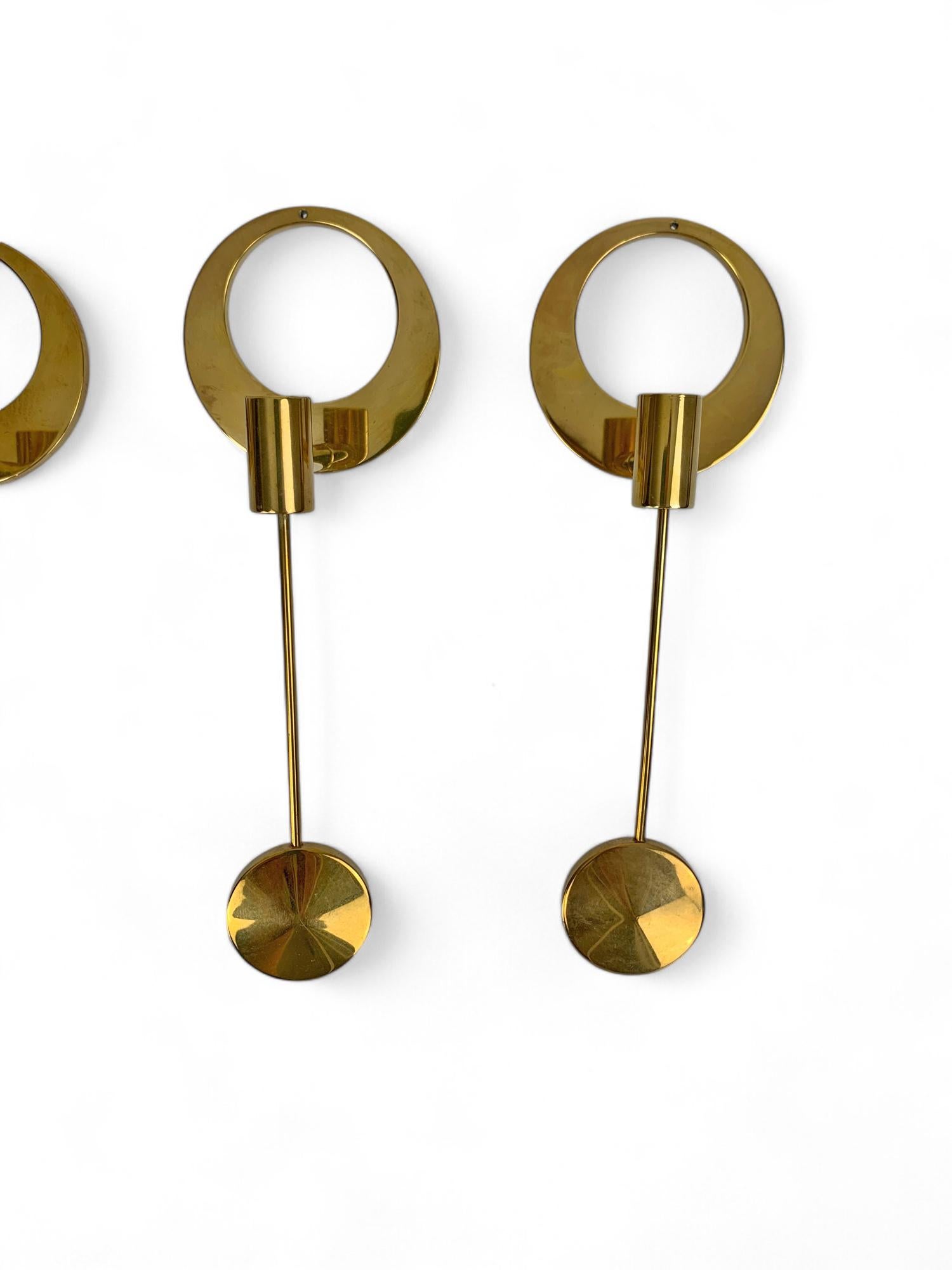 Set of 2 Brass Wall Mounted candleholders by Arthur Pe Pettersson Kolbäck Sweden For Sale 3