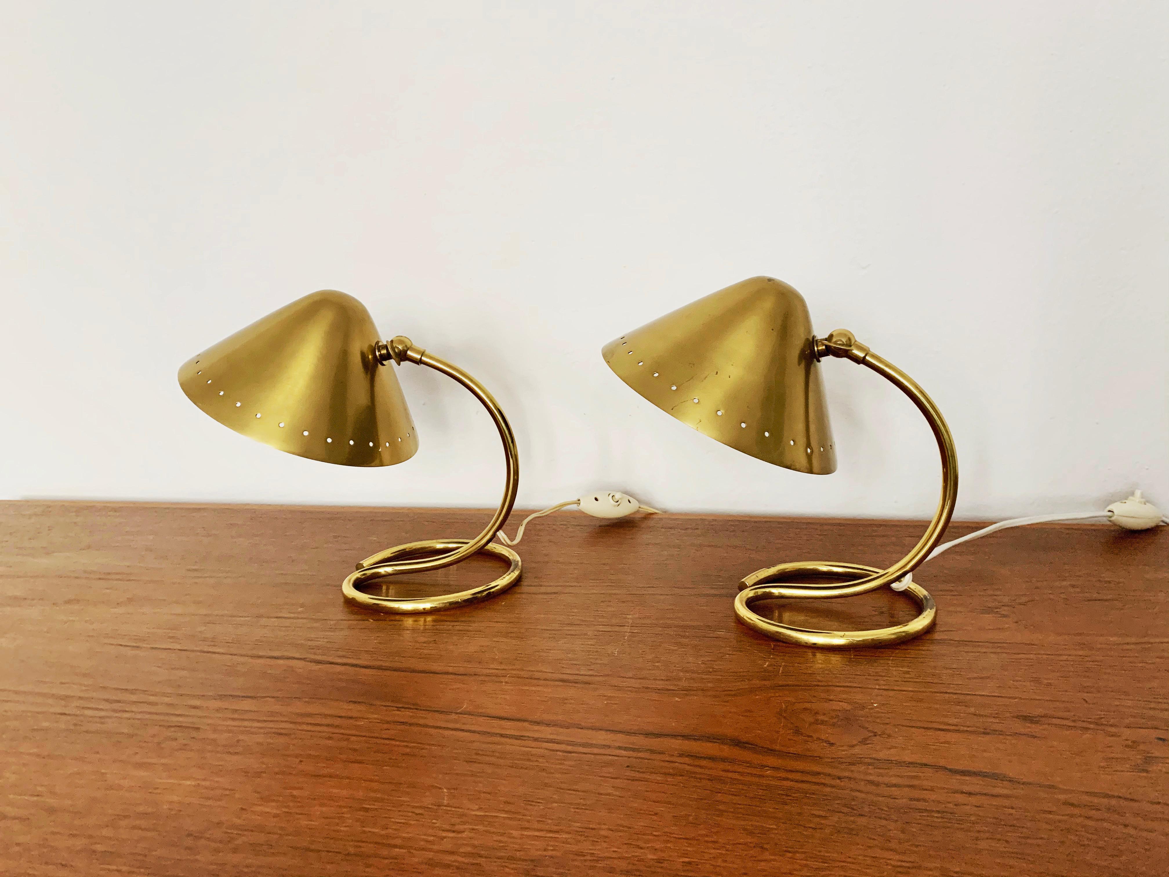 Swedish Set of 2 Brass Wall or Table Lamps For Sale