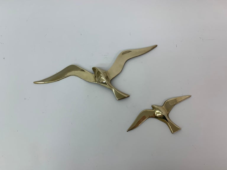 Set of 2 brass wall sculpture birds , 1970’s For Sale at 1stDibs