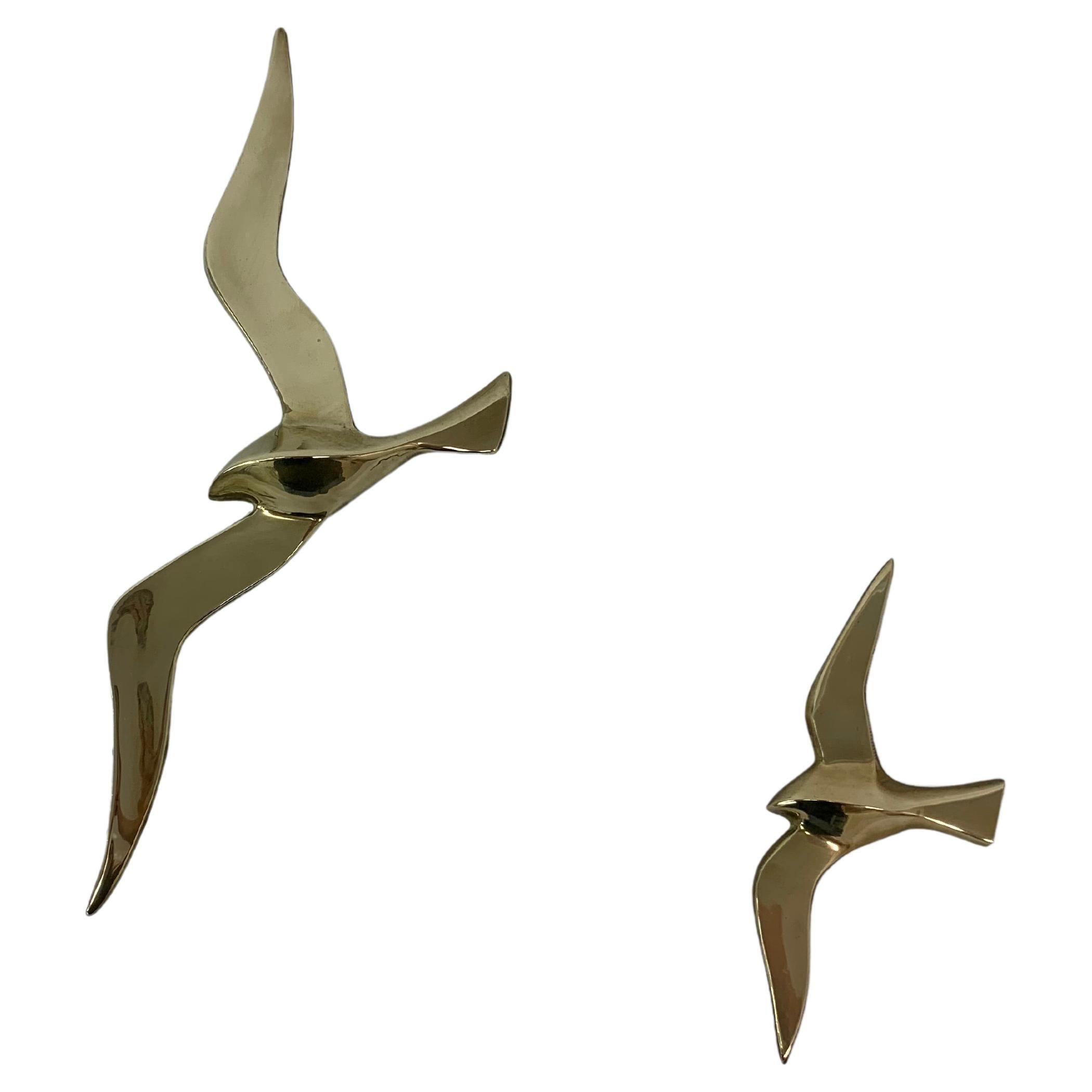 Danish Modern Flying Geese Wood Brass Birds Wall Sculpture at 1stDibs ...