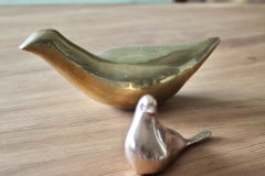 Set of 2 bronze birds sculpture