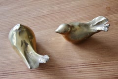 Set of 2 bronze birds sculpture