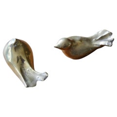 Set of 2 bronze birds sculpture