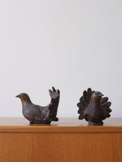 Set von 2 Bronze-Fledermaus-Vogelfiguren