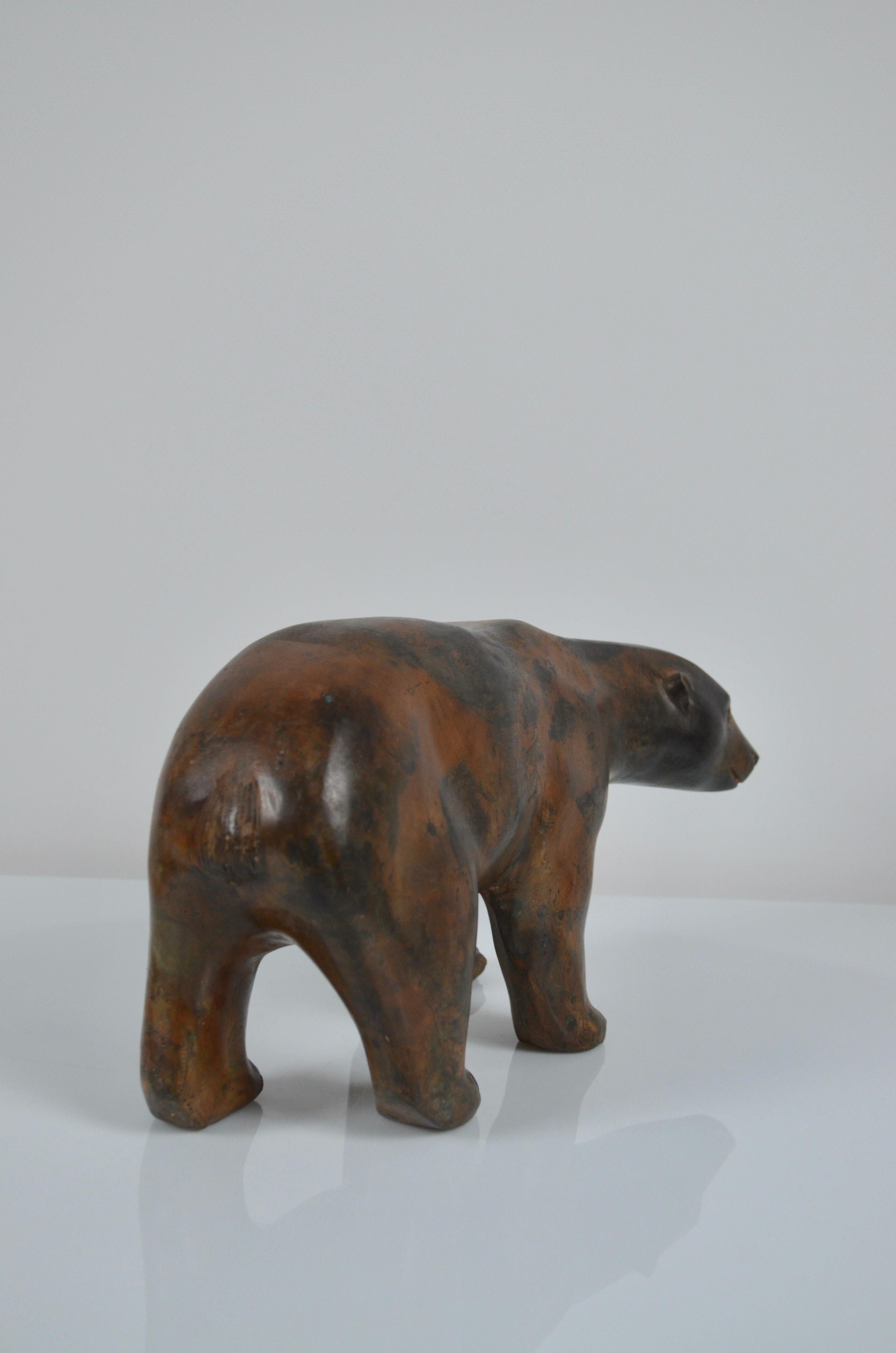 French Set of 2 bronze Polar bears by Pierre Chenet, France For Sale