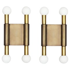 Set di 2 lampade da parete a palo e cerchio II in bronzo di Square in Circle