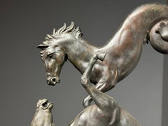 Set of 2 bronze seahorses on a stand