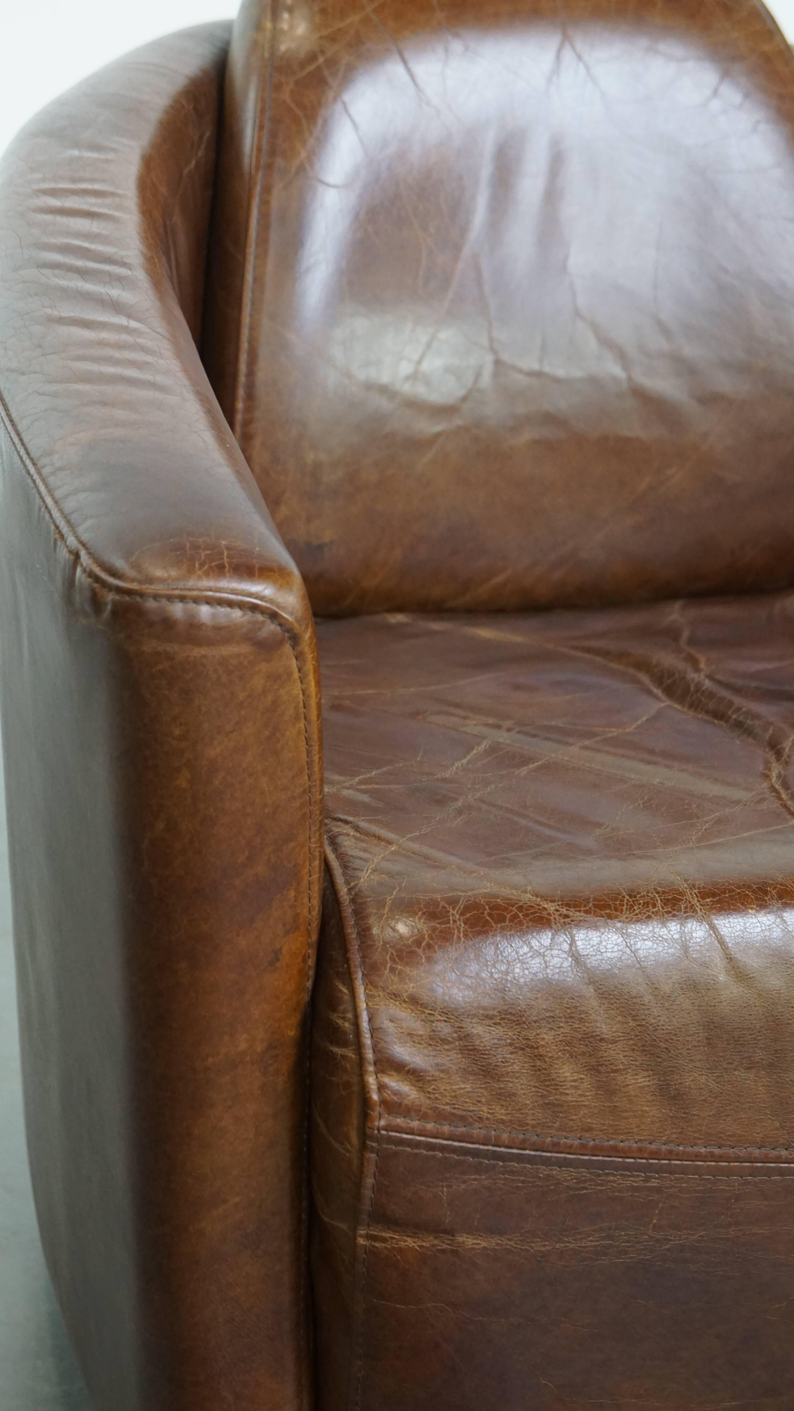 Set of 2 brown cowhide leather Aviator design armchairs For Sale 4