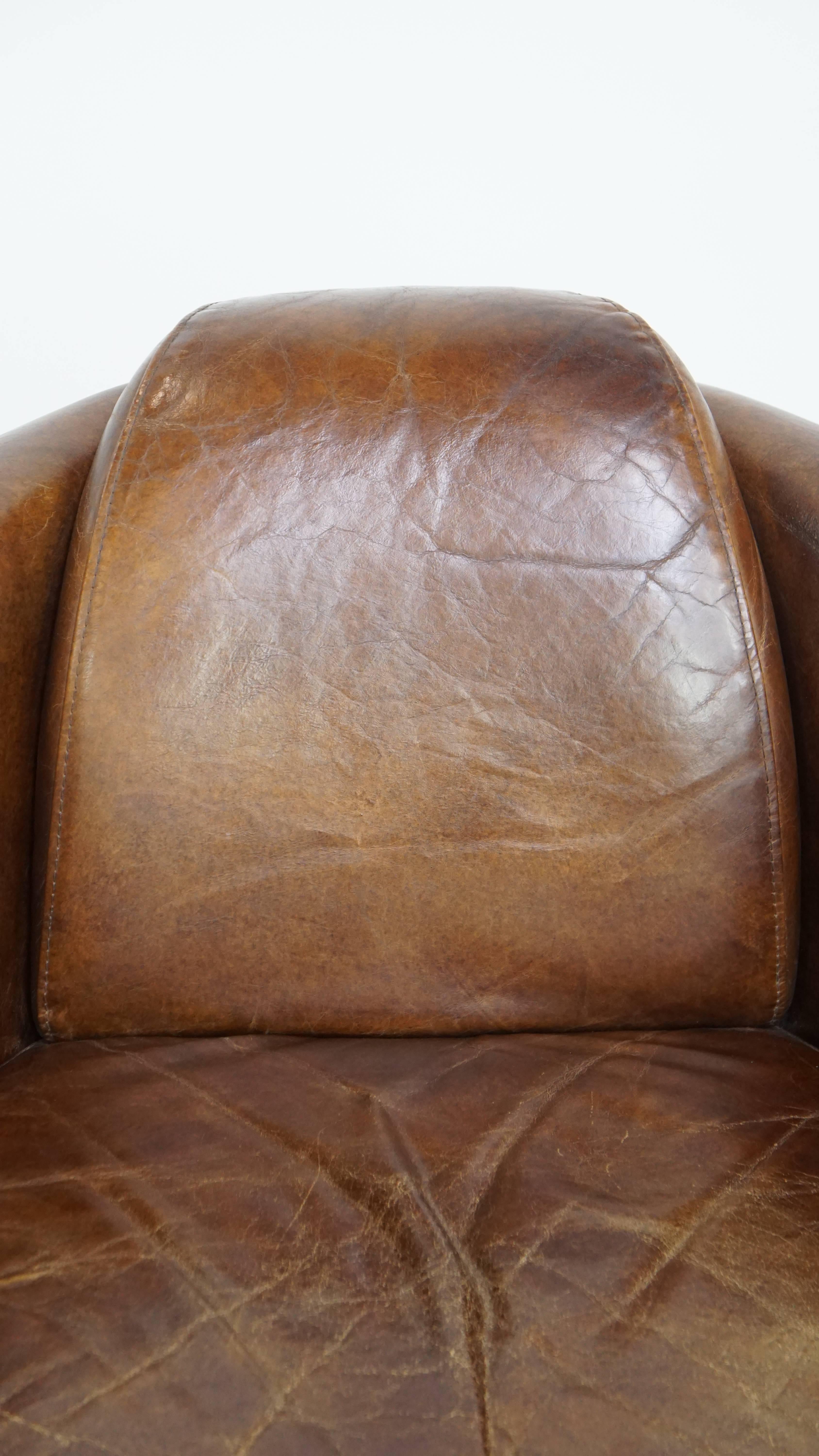 Set of 2 brown cowhide leather Aviator design armchairs For Sale 5