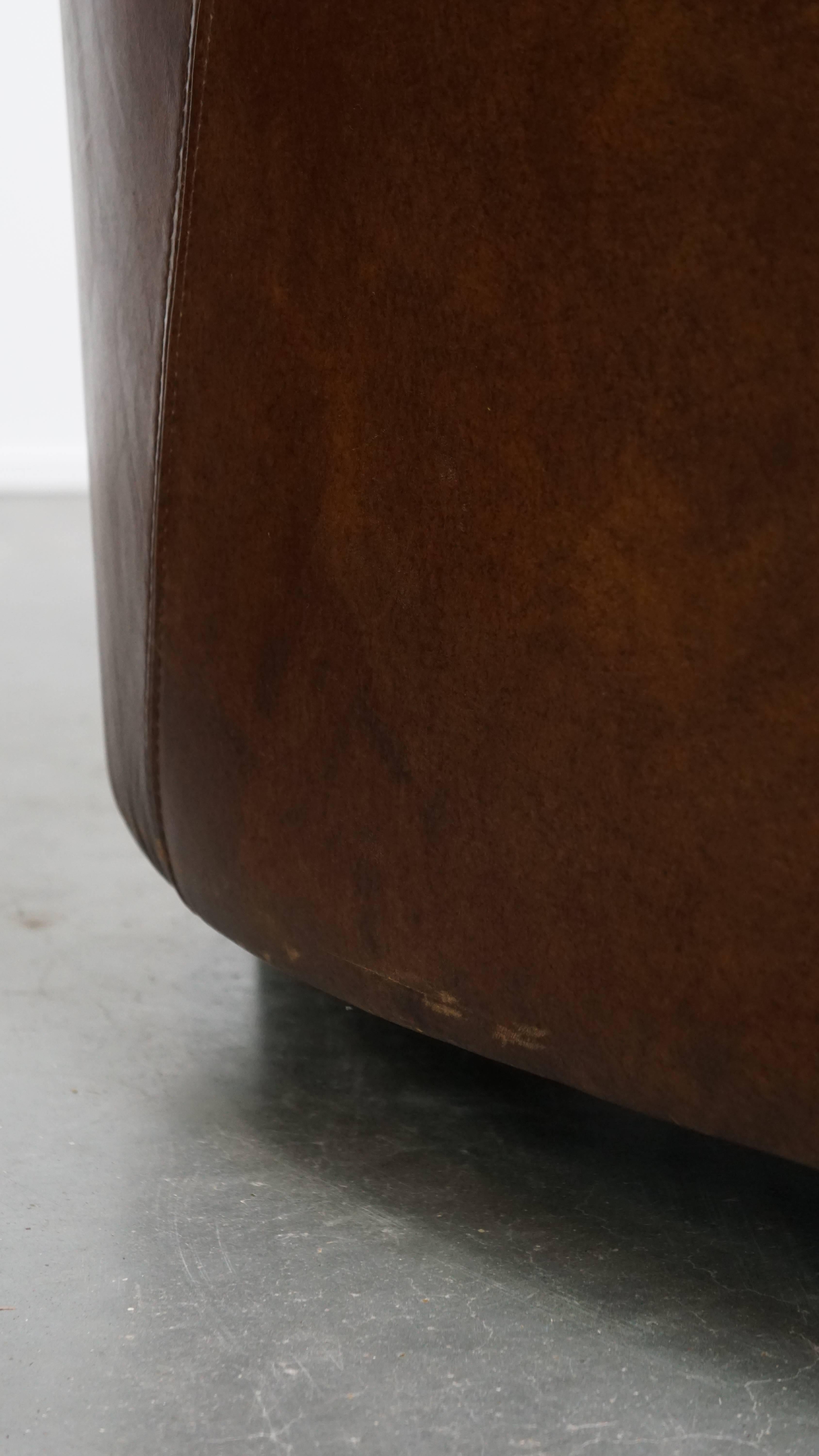Set of 2 brown cowhide leather Aviator design armchairs For Sale 7