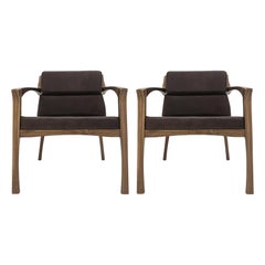 Set of 2 Brown Helmut Armchairs by Arturo Verástegui