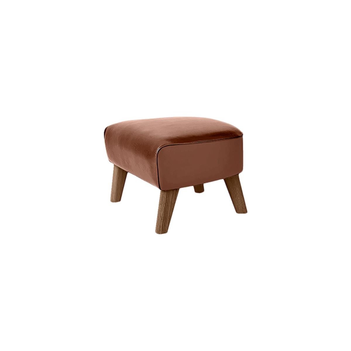 Modern Set of 2 Brown Leather and Smoked Oak My Own Chair Footstools by Lassen For Sale