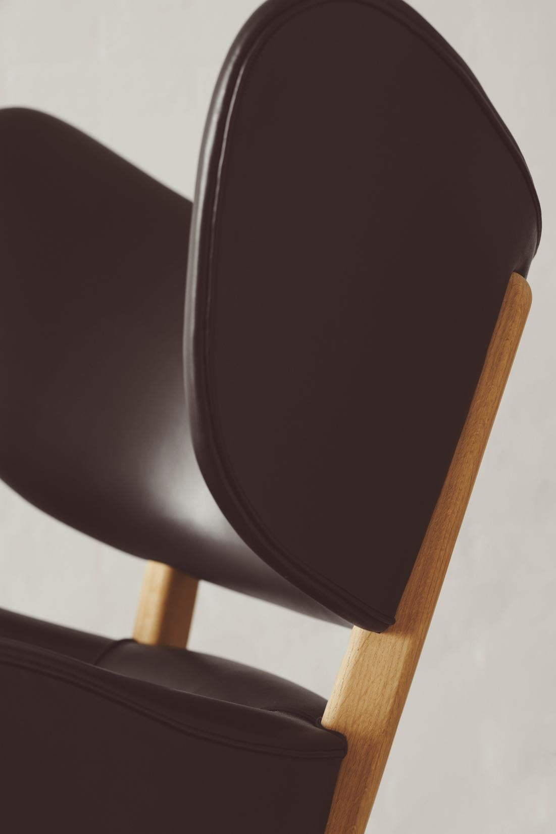 Modern Set of 2 Brown Leather Natural Oak My Own Chair Lounge Chairs by Lassen For Sale