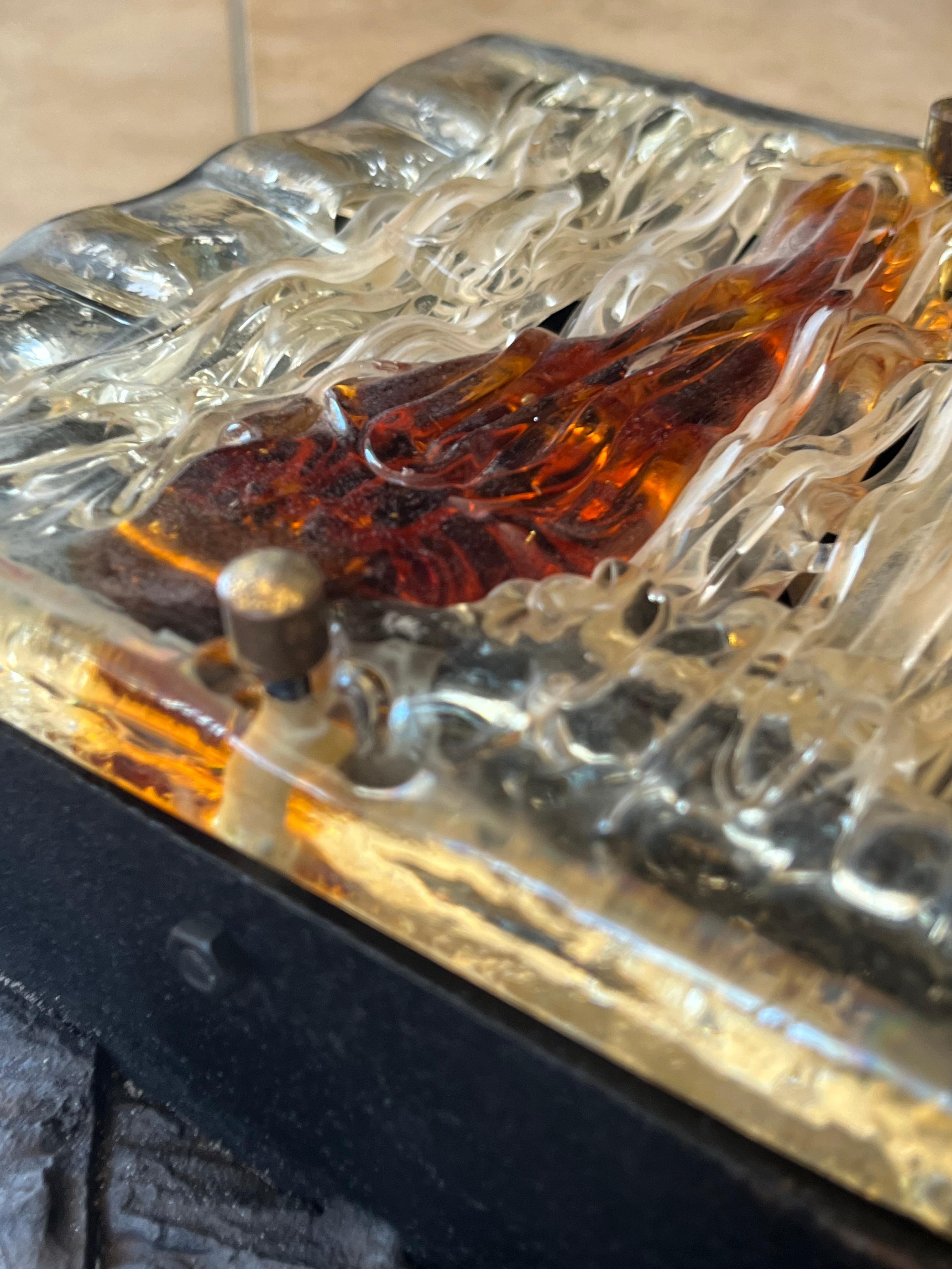 Satz von 2 brutalistischen Murano-Glas-Wandlampen von Albano Poli, Poli Arte, 1970er Jahre im Angebot 4