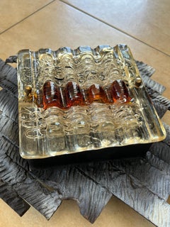 Set of 2 Brutalist Murano Glass Wall Lamps by Albano Poli, Poli Arte, 1970s