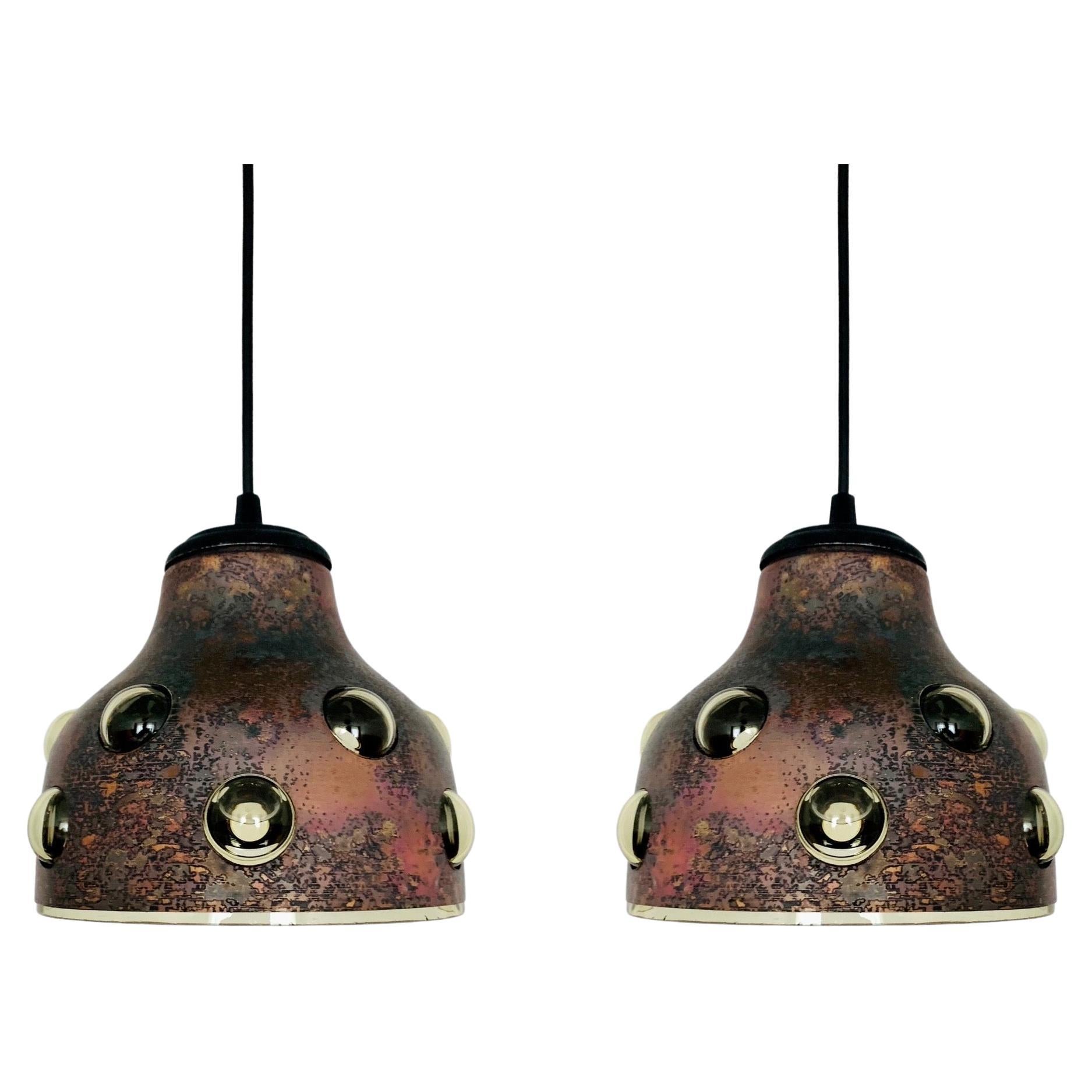 Set of 2 Brutalist Pendant Lamps by Nanny Still for Raak For Sale
