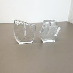 Set of 2 "Brutalist" Rock Glass Vases by Peill and Putzler Attrib., Germany 1970