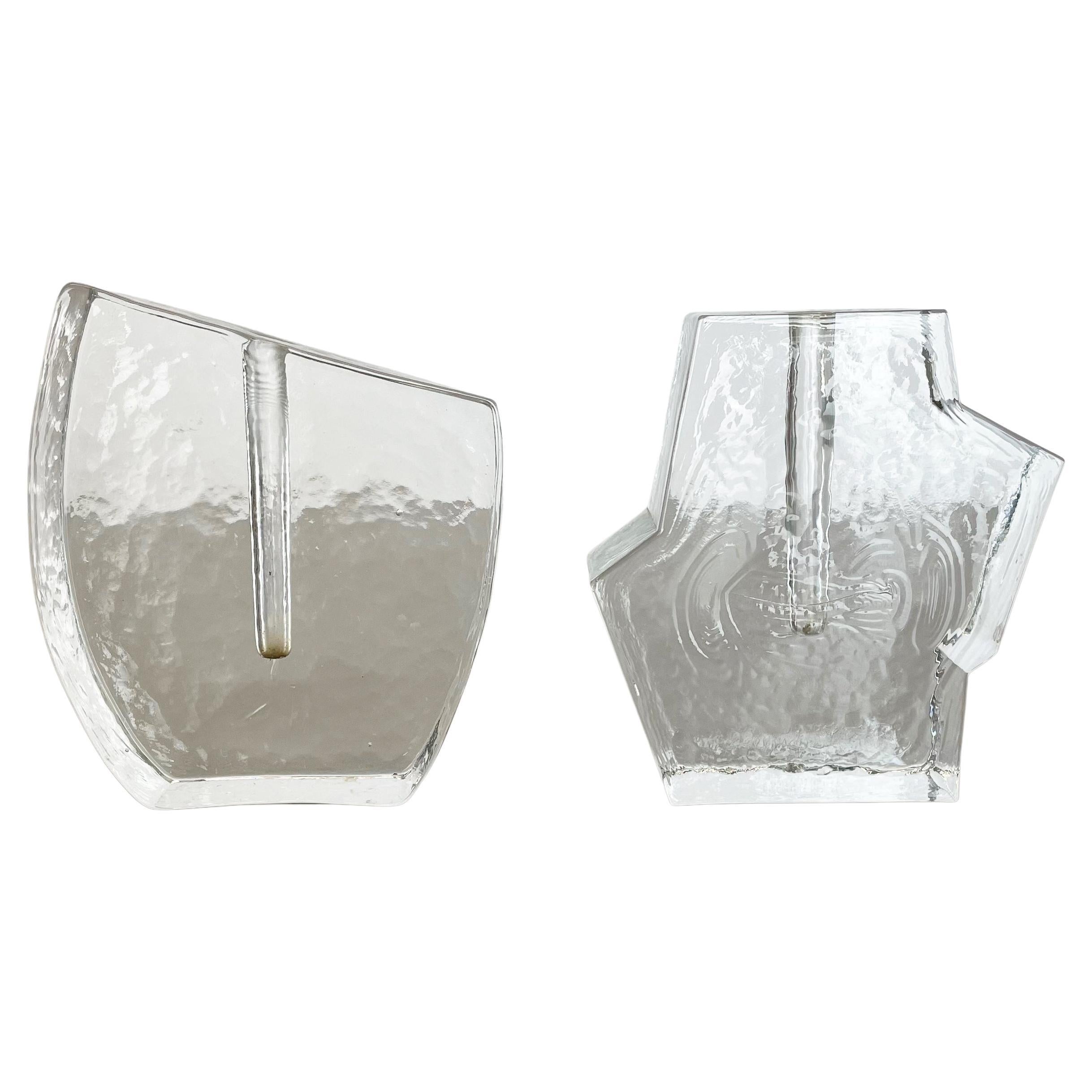 Set of 2 "Brutalist" Rock Glass Vases by Peill and Putzler Attrib., Germany 1970
