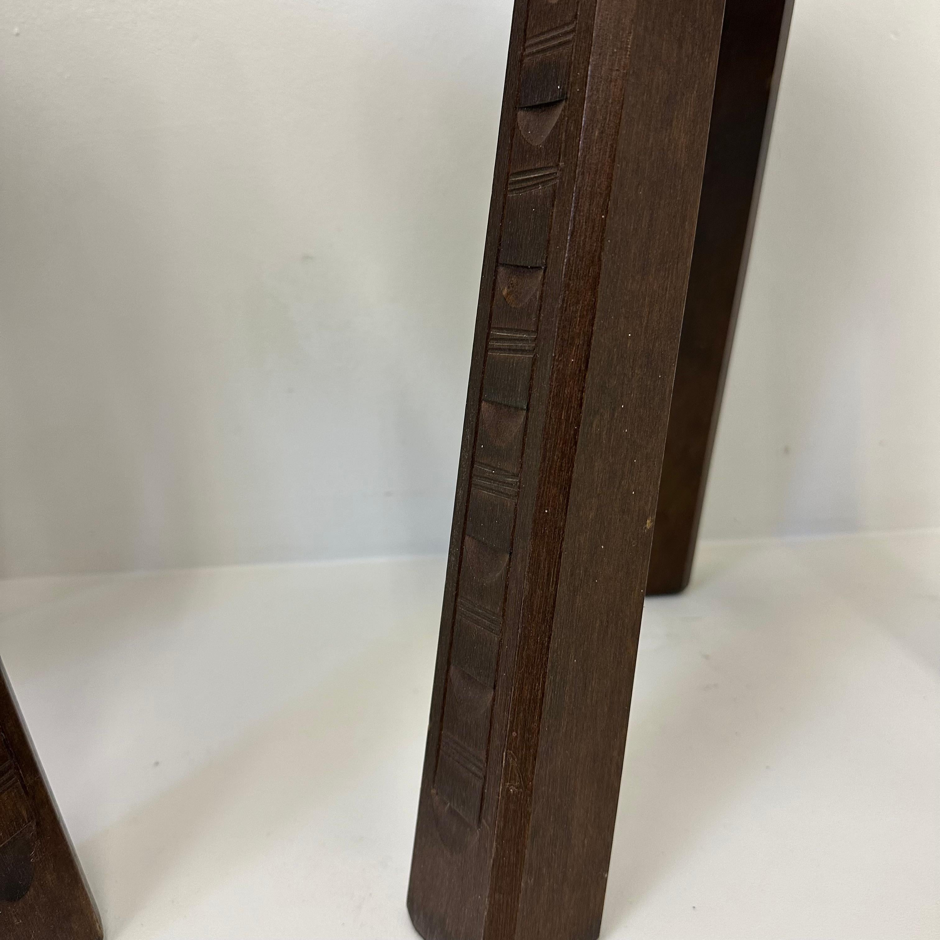 Set of 2 brutalist stools solid oak , 1970s 8