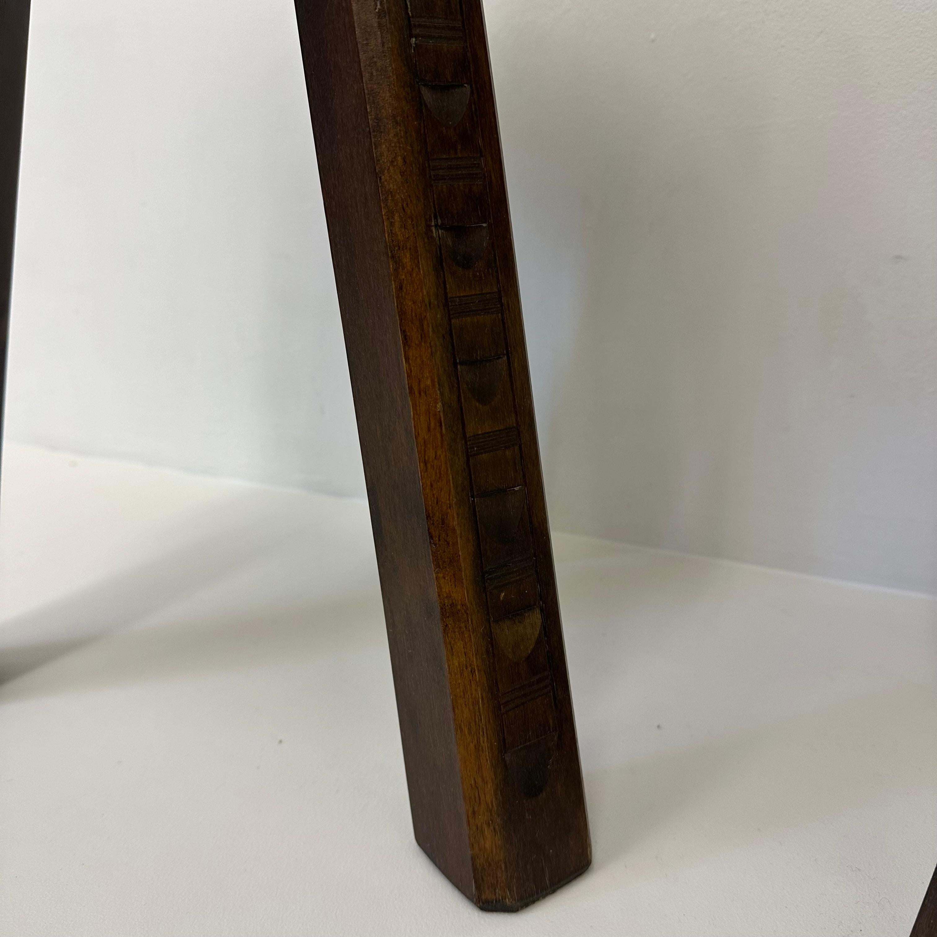 Set of 2 brutalist stools solid oak , 1970s 9