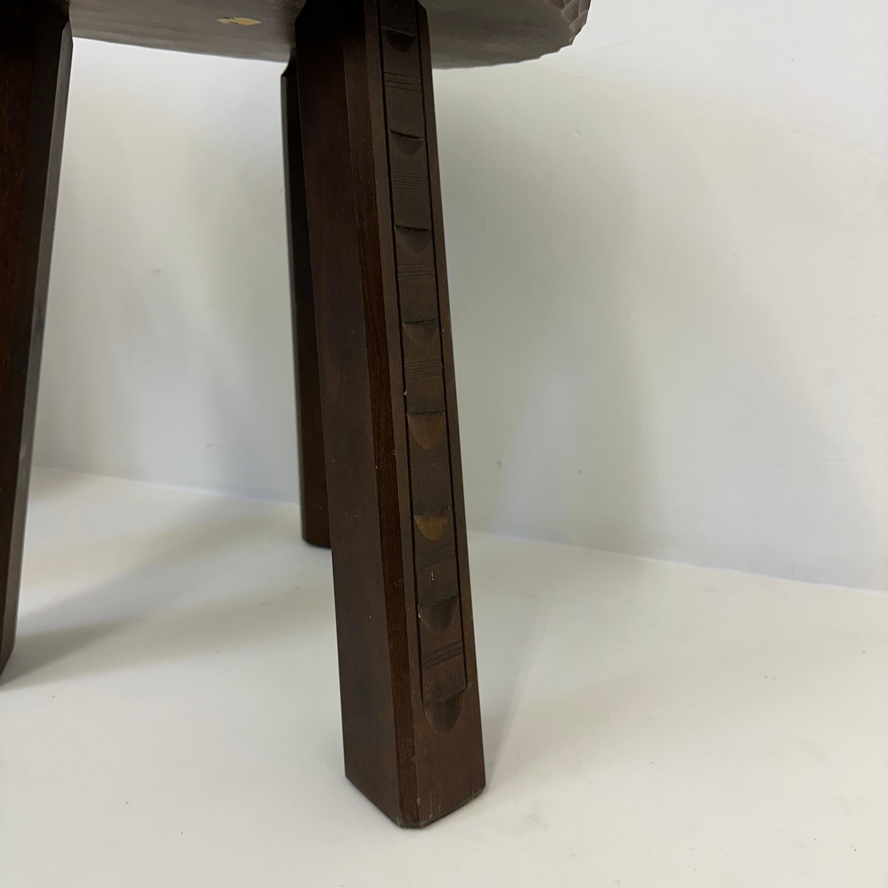 Set of 2 brutalist stools solid oak , 1970s 10