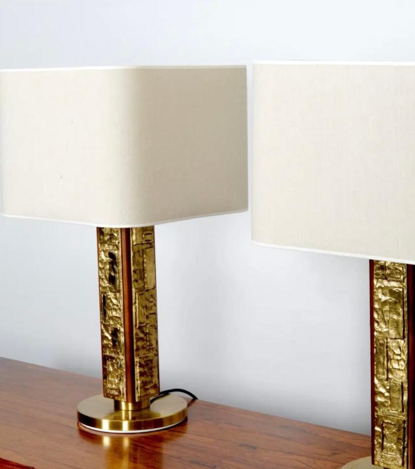 Fait main Ensemble de 2 lampes de table brutalistes d'Eseria Luci Italie, modèle Margot en vente