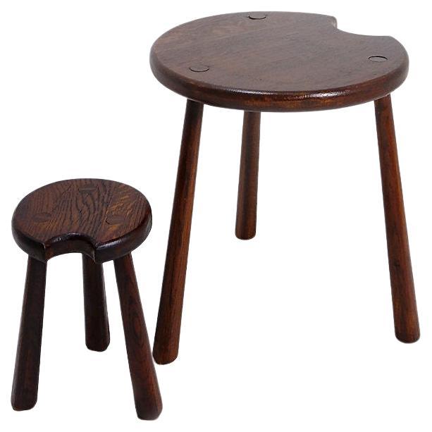 Set of 2 brutalist tripod tables For Sale