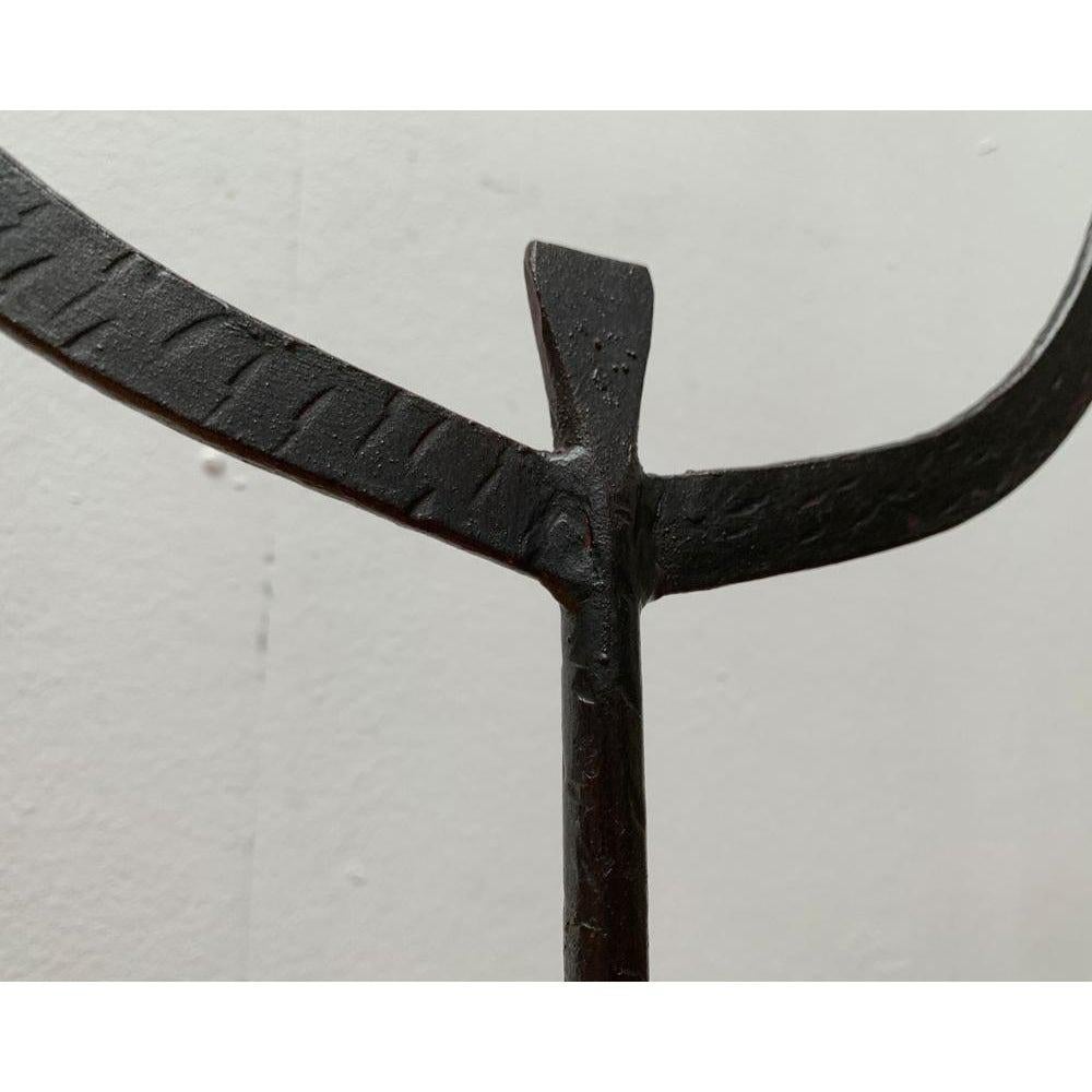 20th Century Set of 2 Brutalist Wrought Iron Candleholders, 1960s For Sale