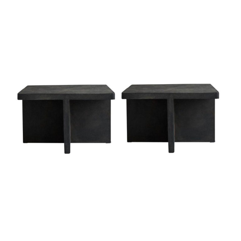 Set of 2 Brutus Coffee Tables by 101 Copenhagen
Designed by Kristian Sofus Hansen & Tommy Hyldahl
Dimensions: L60 / W60 /H36 CM
Materials: Fiber Concrete

Inspired by the Brutalist architecture movement of the mid-20th century, the Brutus