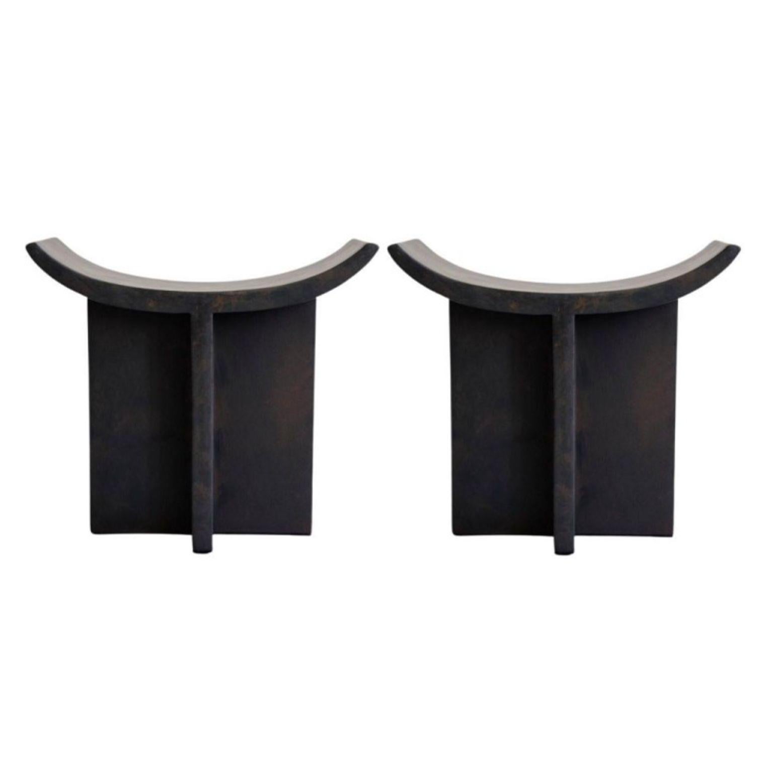 Set of 2 Brutus Stools by 101 Copenhagen
Designed by Kristian Sofus Hansen & Tommy Hyldahl
Dimensions: L 60 / W 30 / H 54 cm.
Materials: fiber concrete

Inspired by the Brutalist architecture movement of the mid-20th century, the Brutus