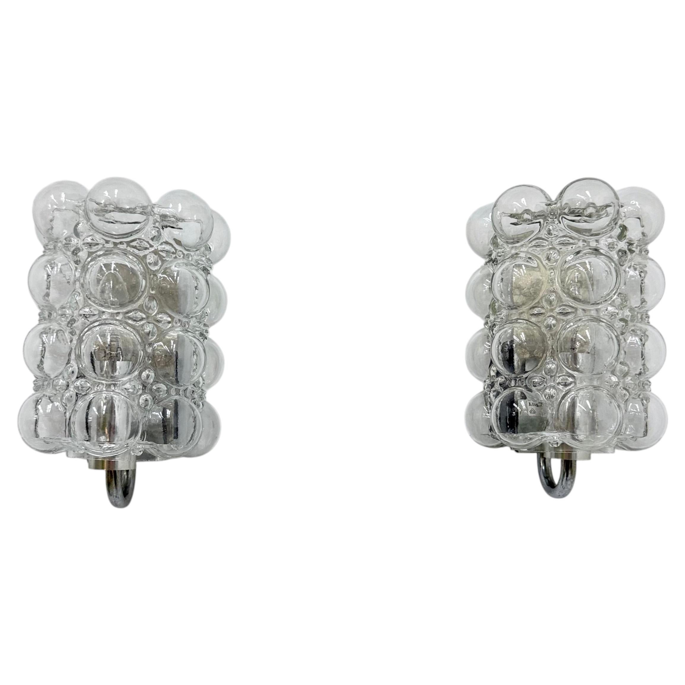 Set of 2 Bubble Glass wall lamp sconce by Helena Tynell for Limburg, Germany