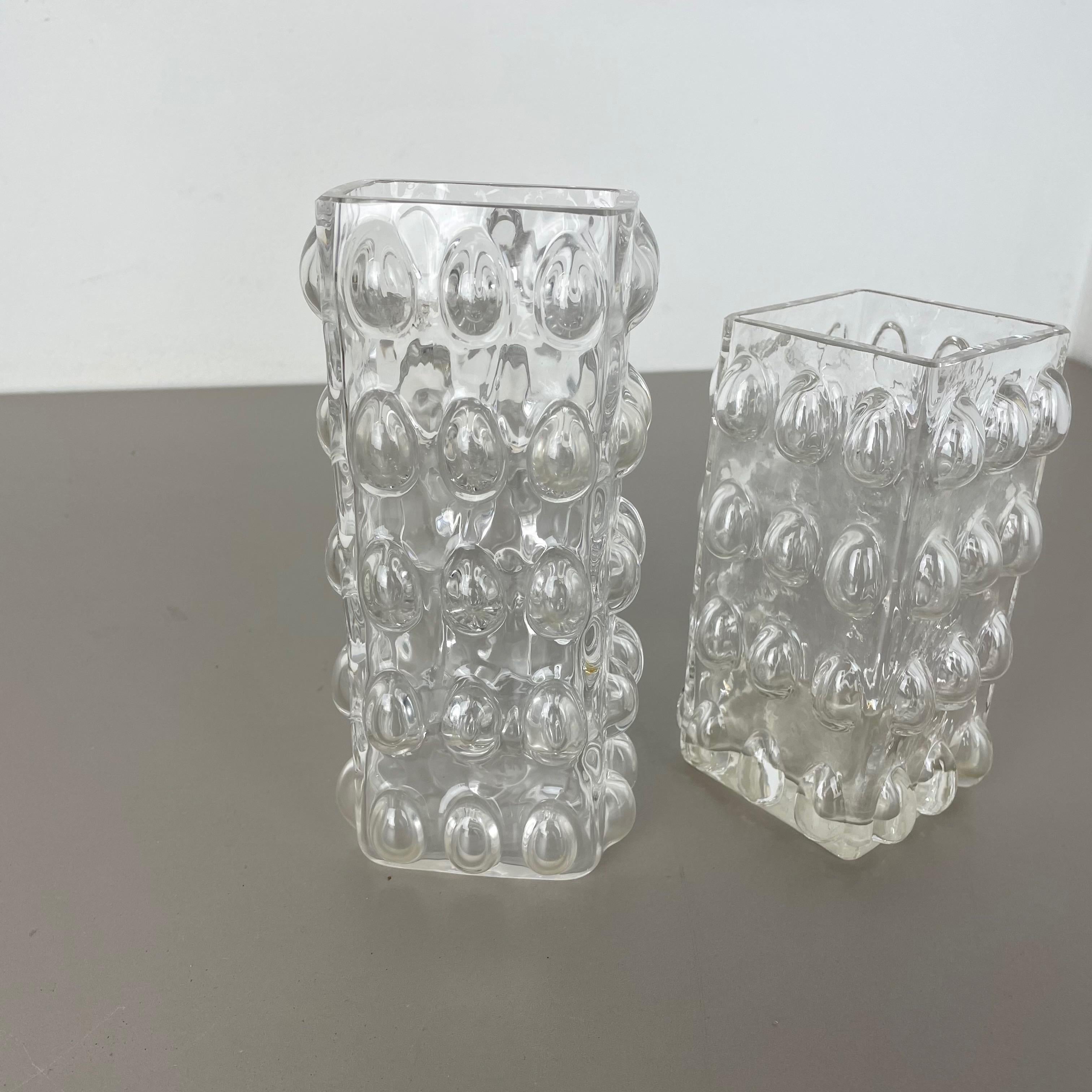 Glass Set of 2 Bubble Vases by Wilhelm Braun-Feldweg for Hirschberg, Germany, 1960s For Sale