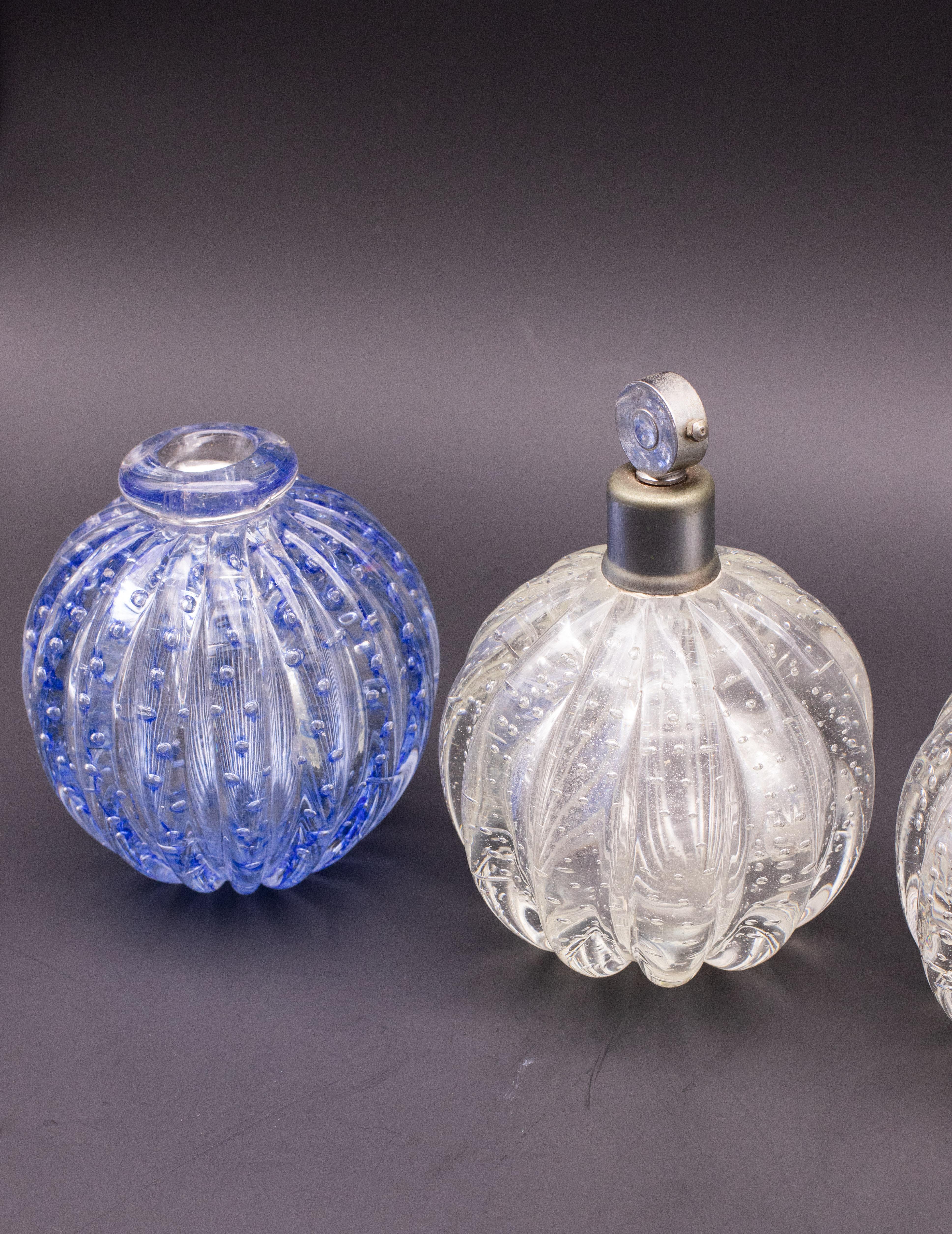Set of 2 Bubbles Blu Vase by Barovier e Toso, 1950s For Sale 6