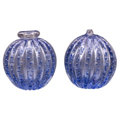 Set of 2 Bubbles Blu Vase by Barovier e Toso, 1950s