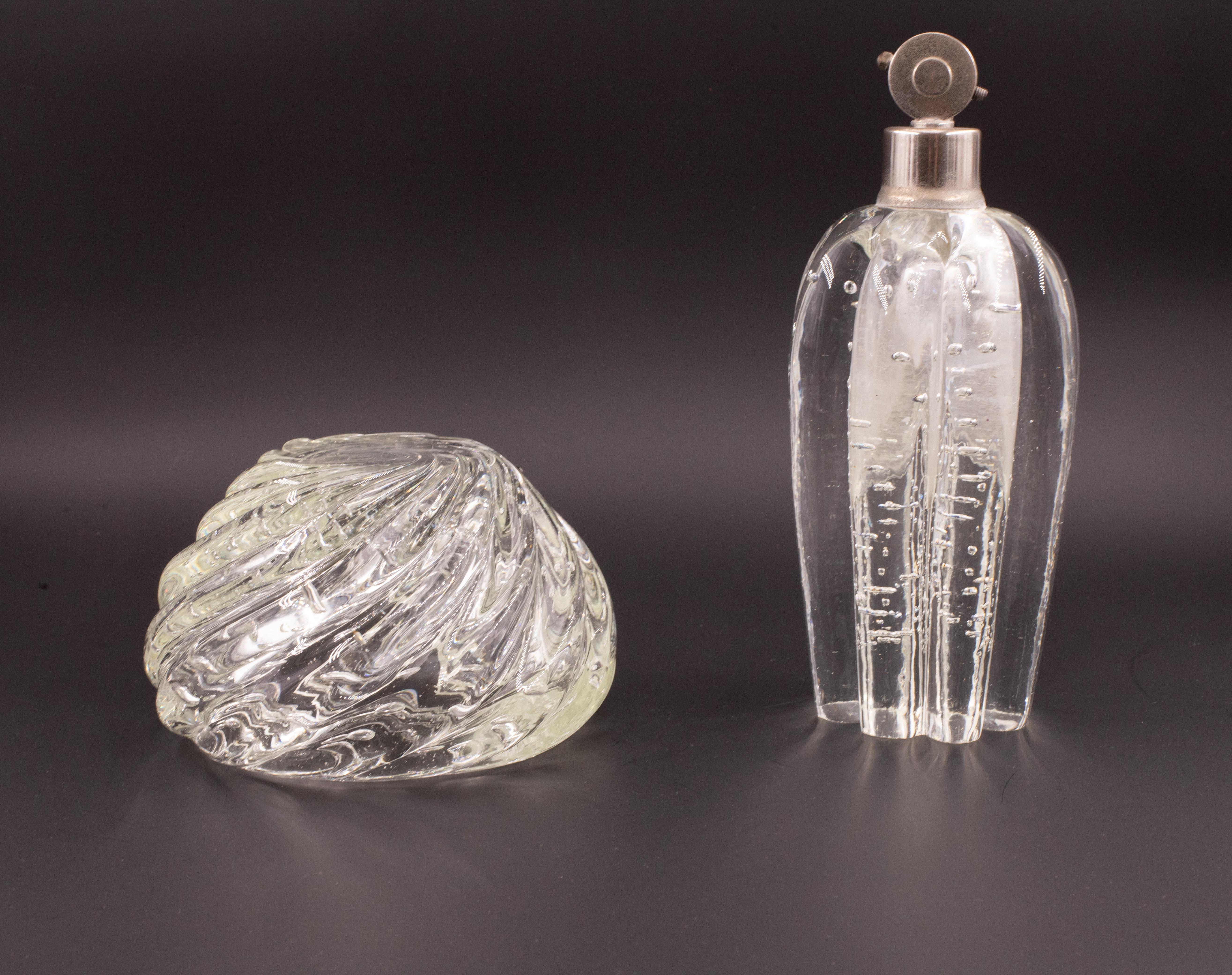 Mid-20th Century Set of 2 Bubbles Glass Vase by Barovier e Toso, 1950s For Sale