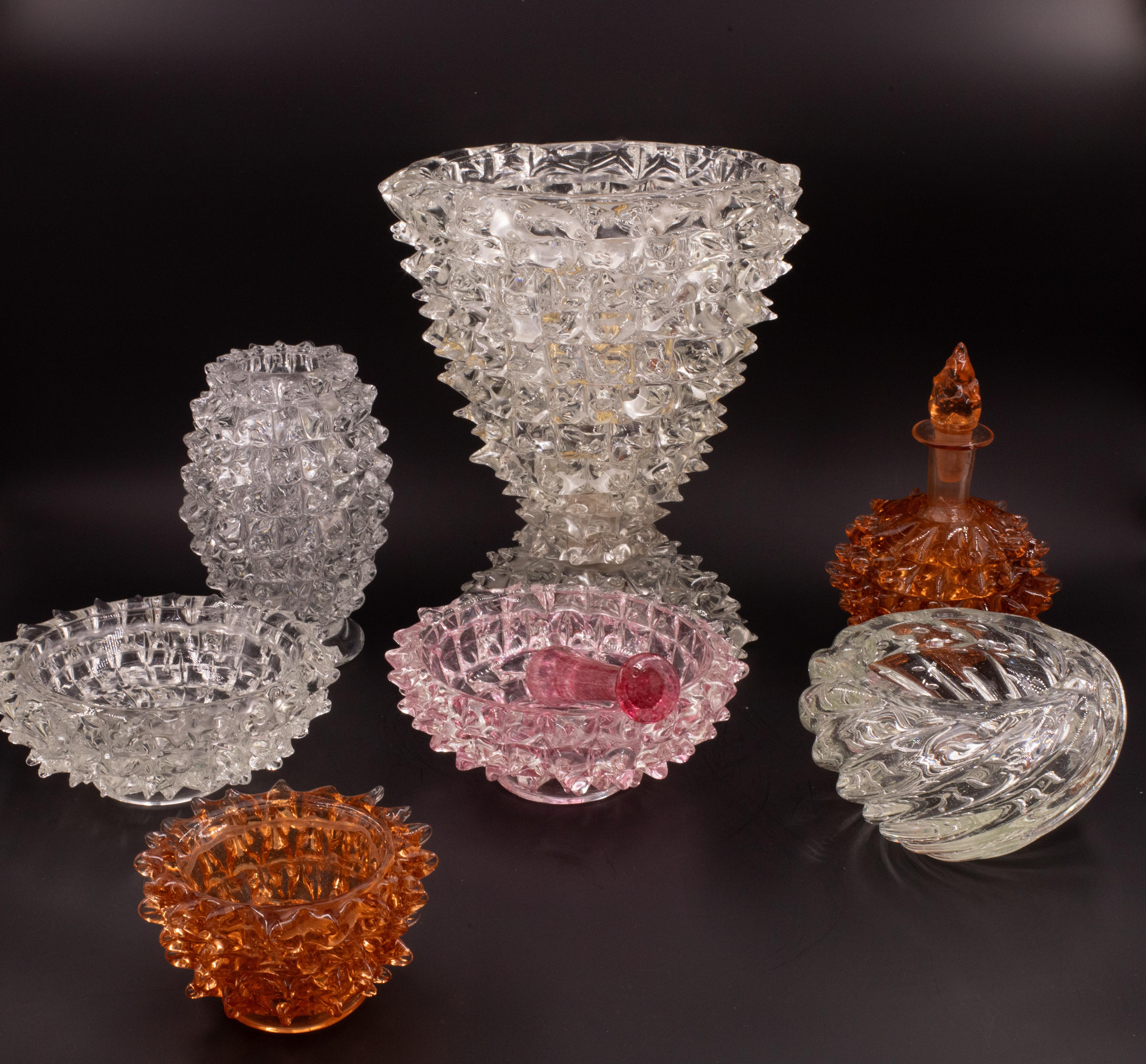 Set of 2 Bubbles Glass Vase by Barovier e Toso, 1950s For Sale 4