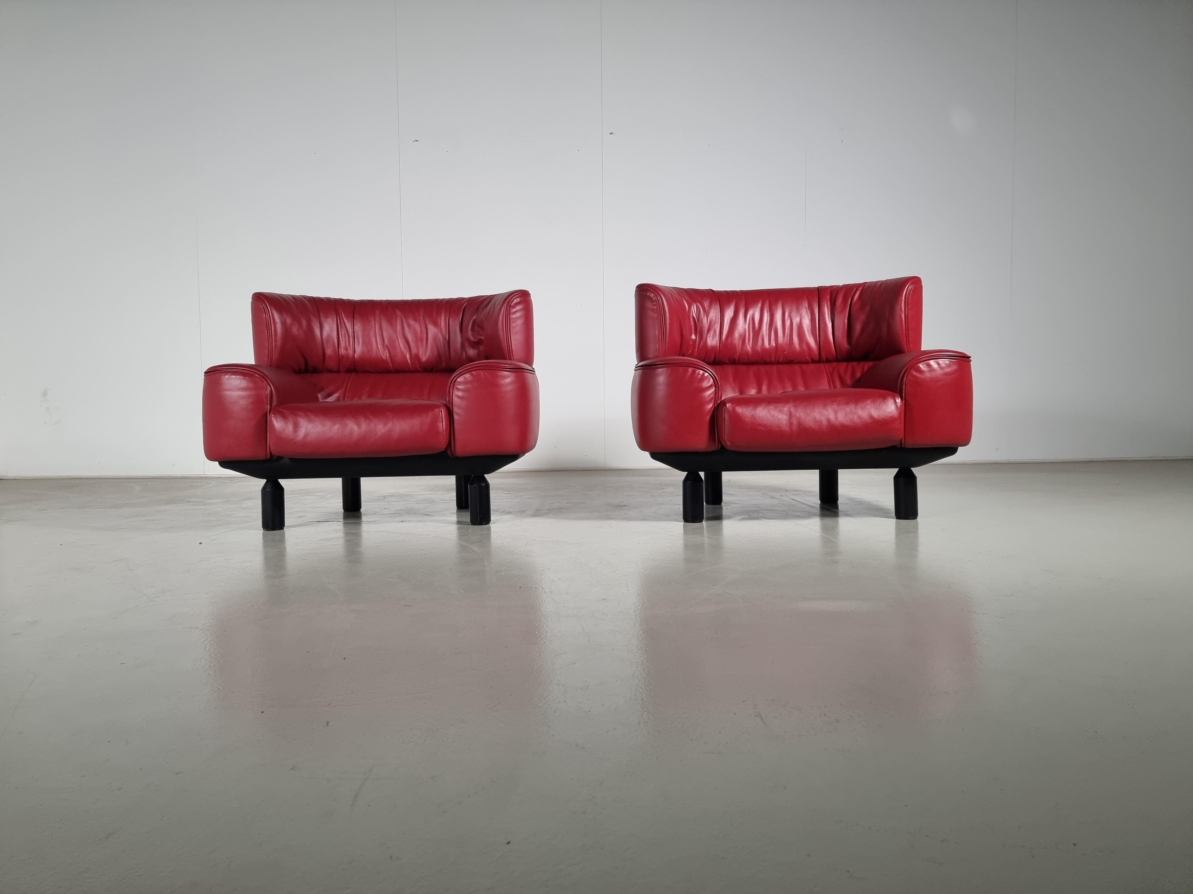 Mid-Century Modern Set of 2  Bull chairs by Gianfranco Frattini for Cassina, Italy, 1987