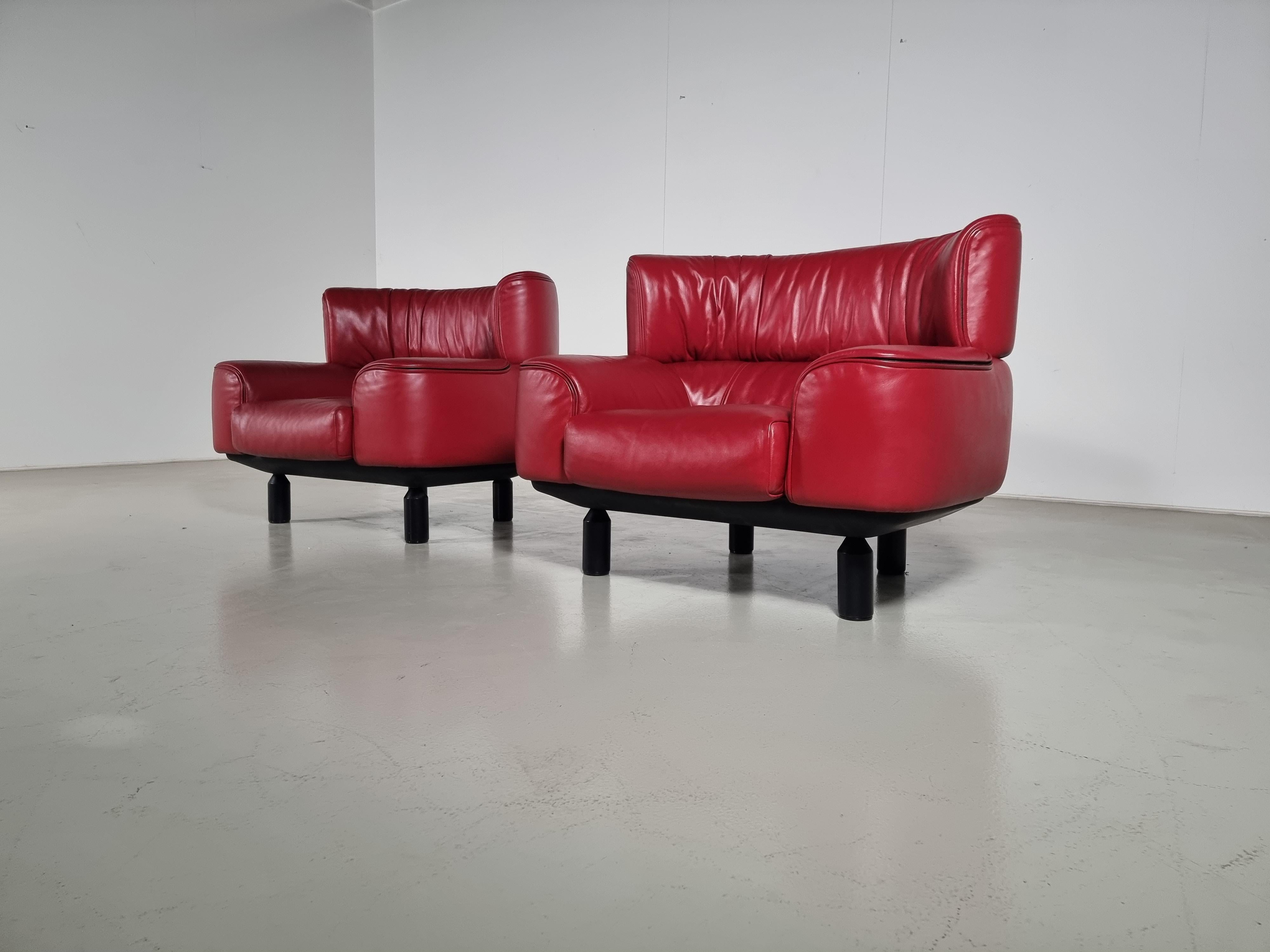 European Set of 2  Bull chairs by Gianfranco Frattini for Cassina, Italy, 1987