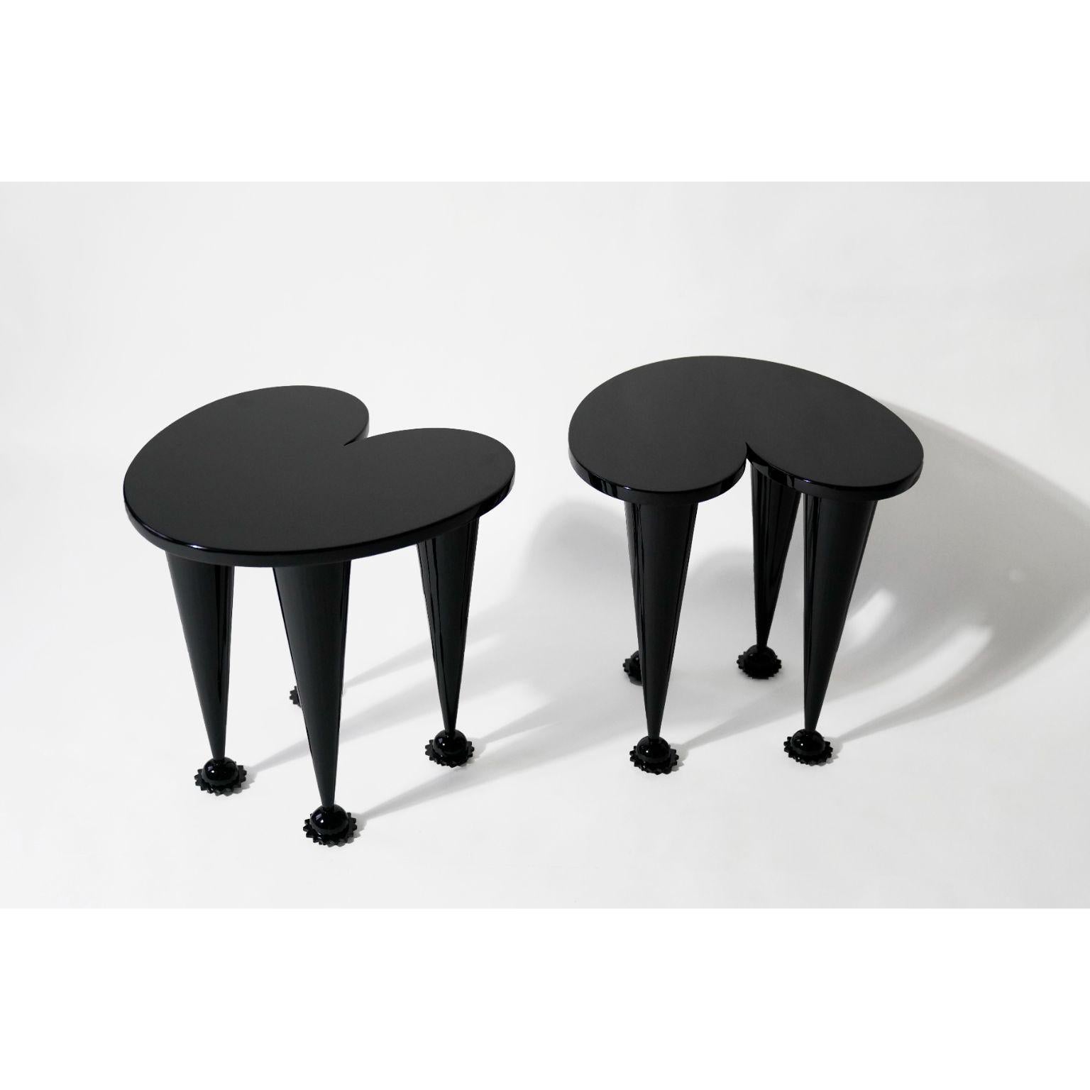 Set of 2 burning memories all black stools by The Shaw
Dimensions: D46 x W 44 x H45 cm
Materials: Stainless Steel, Wood
Weight: 8 kg

BURNING MEMORIES is a stage play released by THESHAW2021 in which red and black overlap. The side stool is