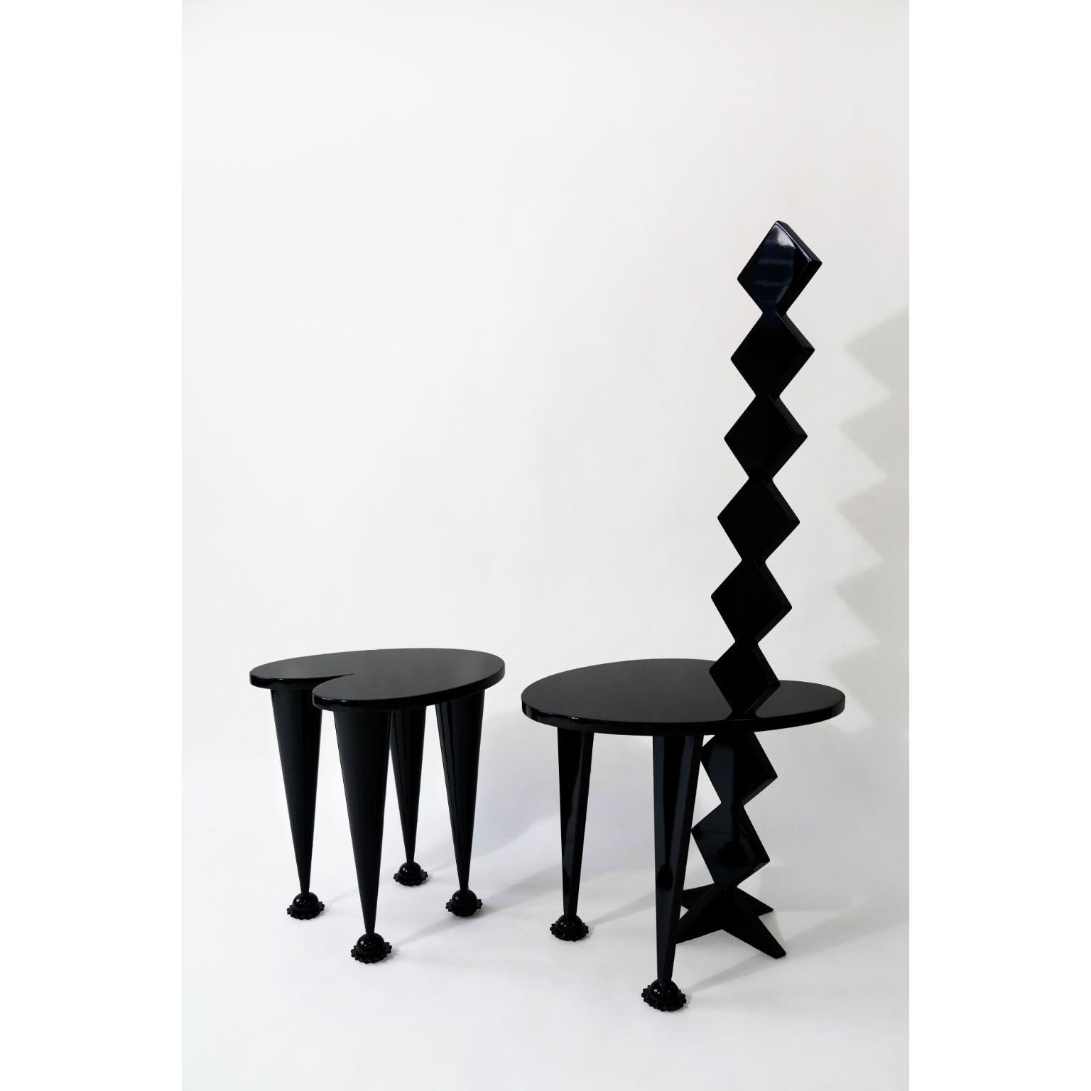 Stainless Steel Set of 2 Burning Memories All Black Stools by the Shaw