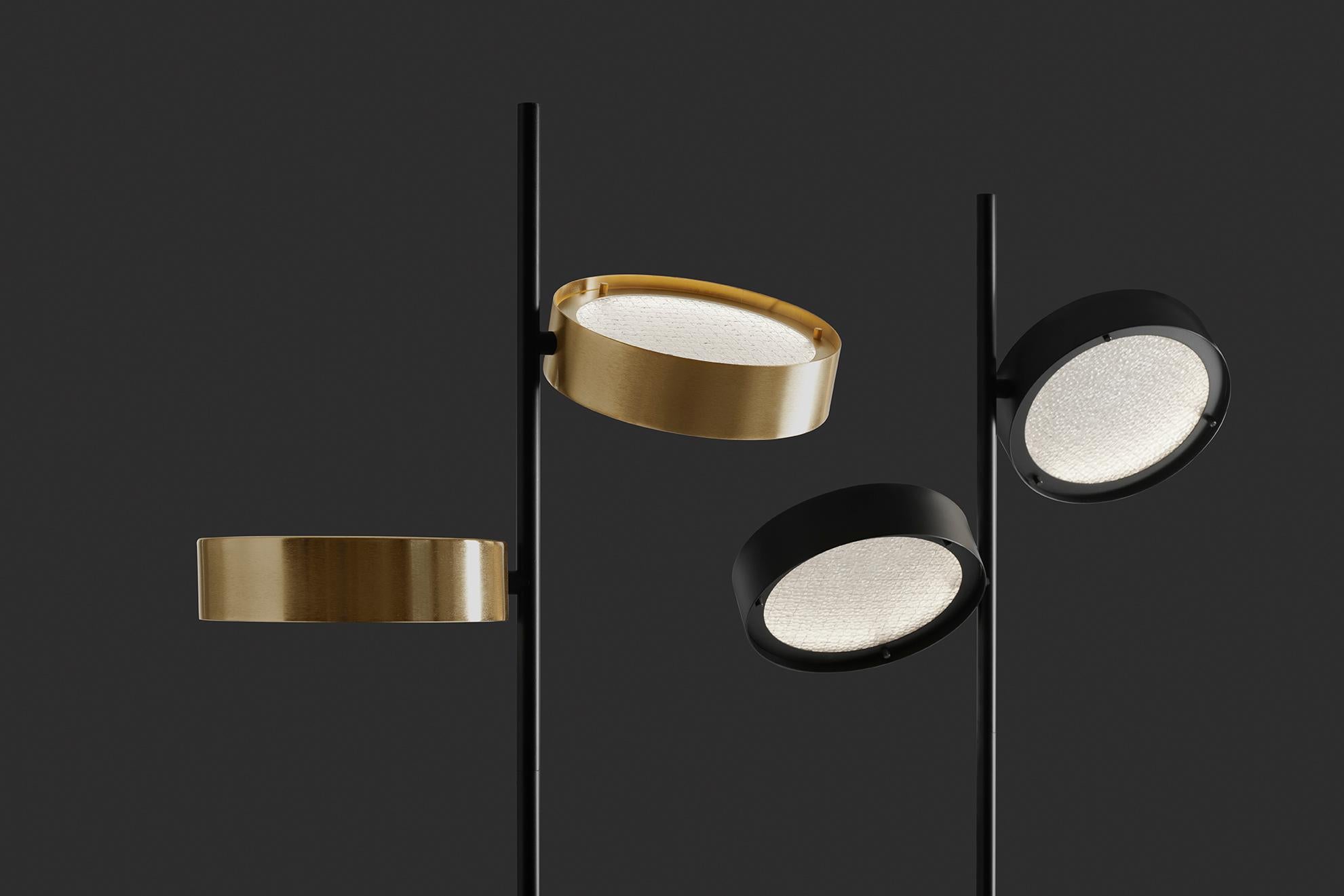 XXIe siècle et contemporain Set of 2 C. Pillet Floor Lamp Berlin 323 Black Matt & Anodic Brass by Oluce en vente
