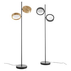 Set of 2 C. Pillet Floor Lamp Berlin 323 Black Matt & Anodic Brass by Oluce