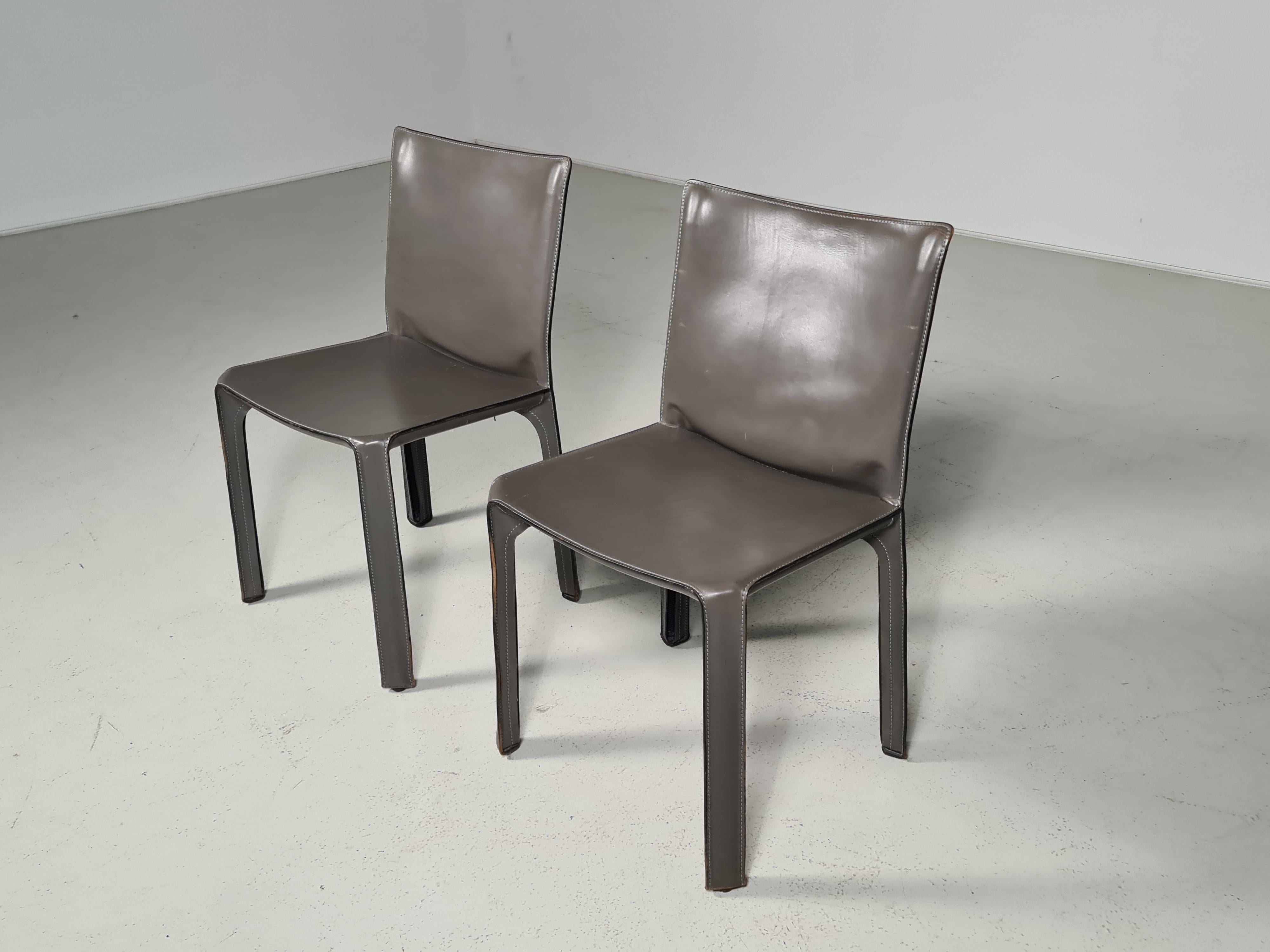 Mid-Century Modern Set of 2 CAB 412 Chairs by Mario Bellini for Cassina, 1980s