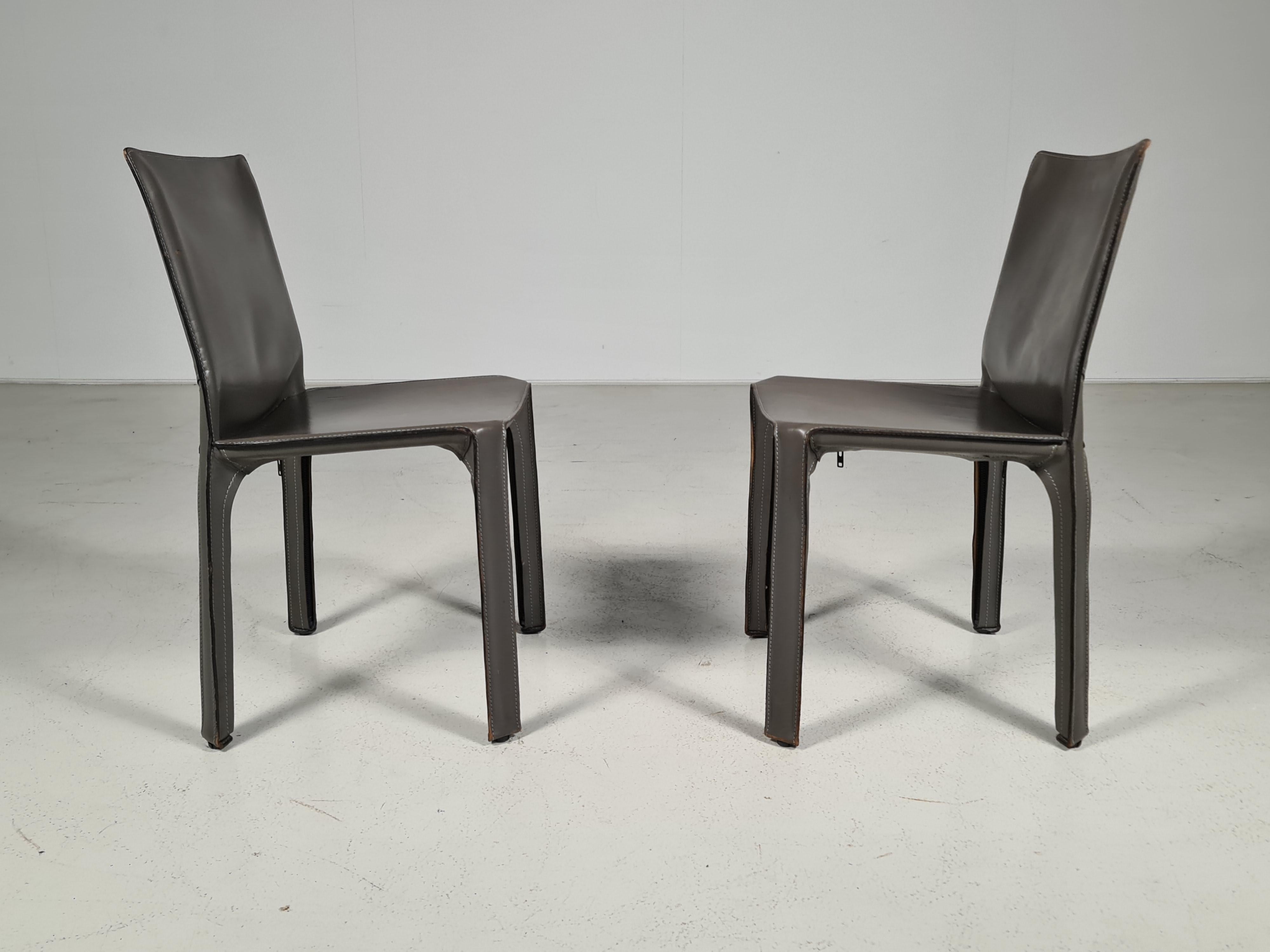 European Set of 2 CAB 412 Chairs by Mario Bellini for Cassina, 1980s