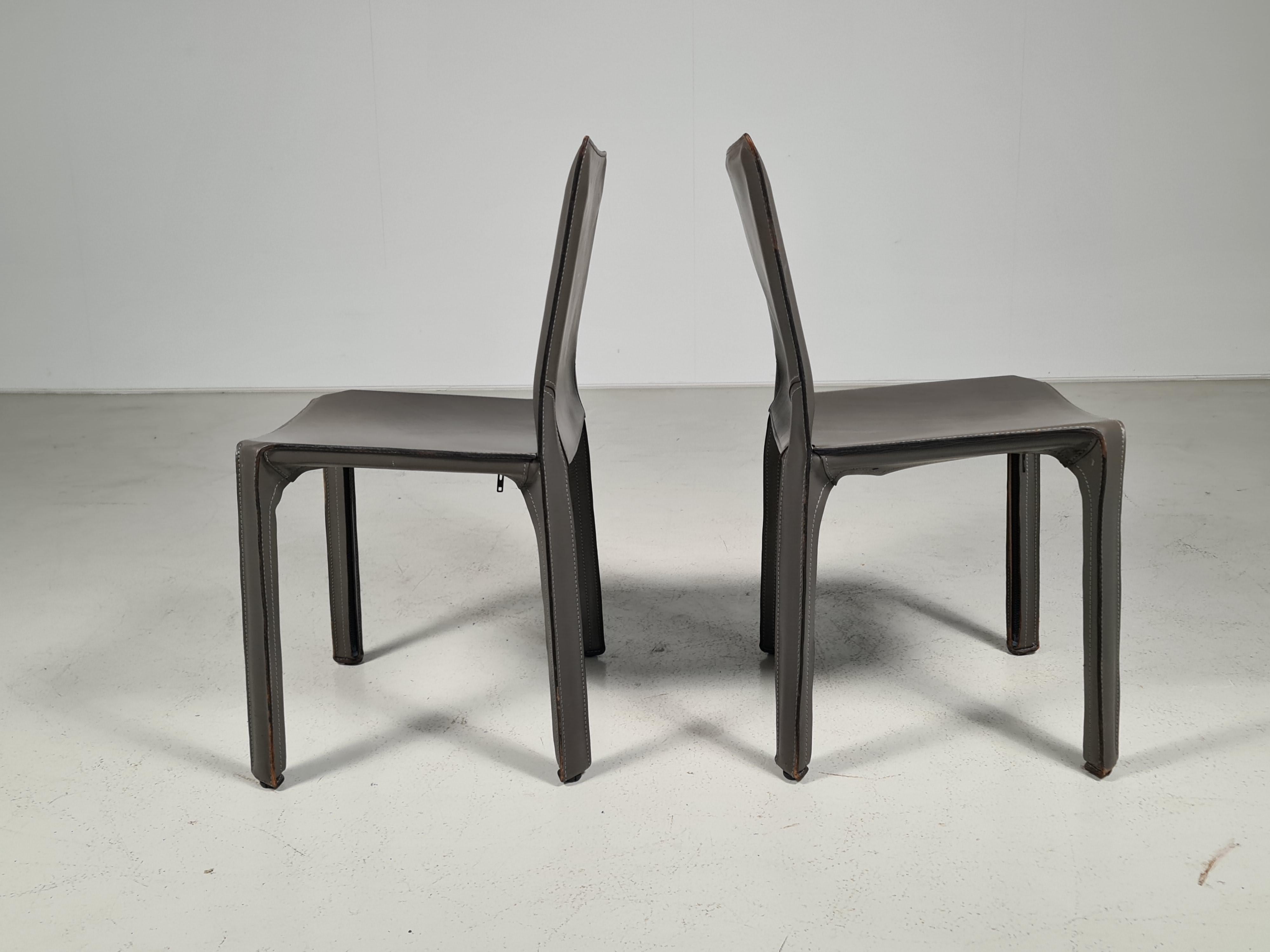 Late 20th Century Set of 2 CAB 412 Chairs by Mario Bellini for Cassina, 1980s